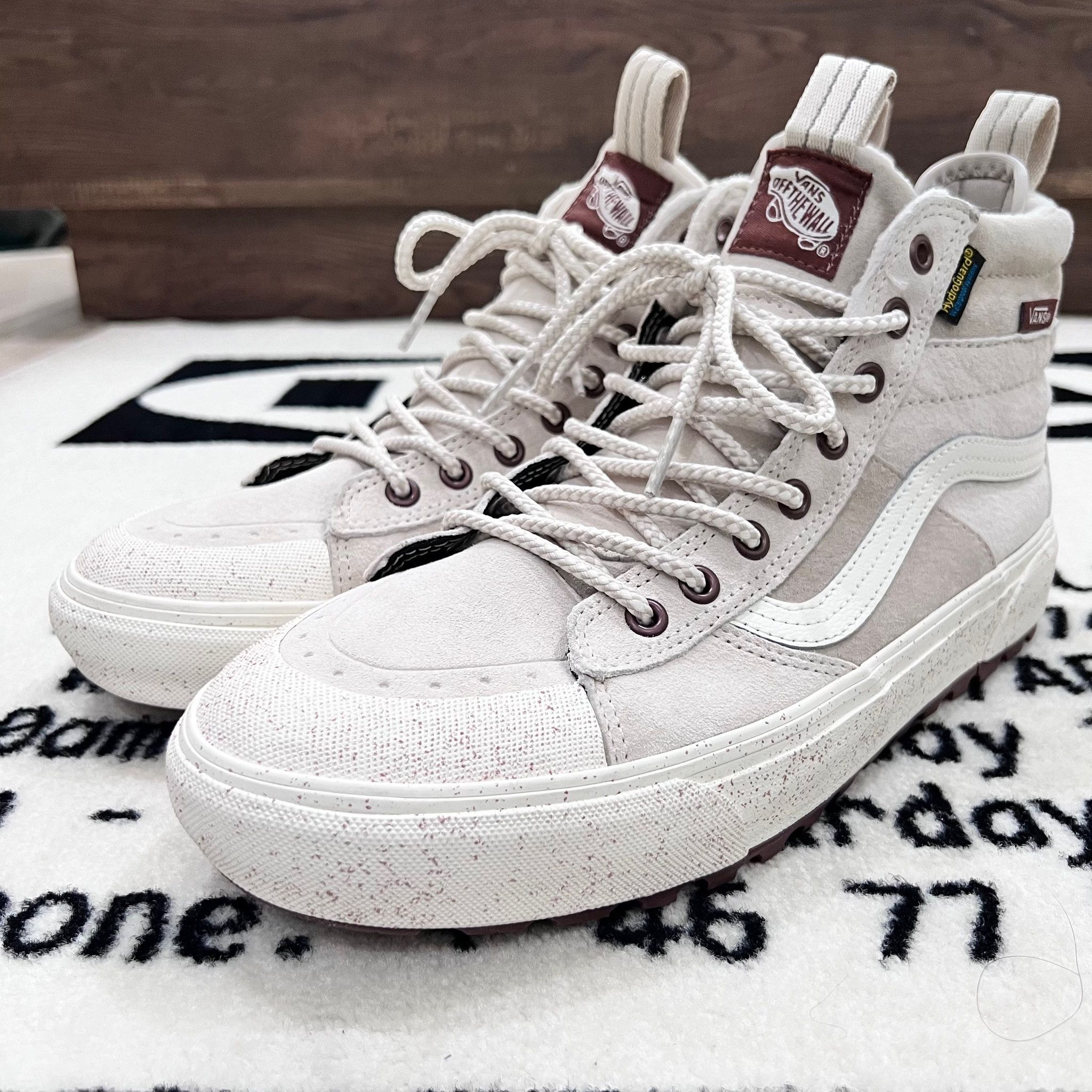 image of Vans 360 High Sk-8 Speckled White Hiking Waterproof Shoes in Cream/White, Men's (Size 9)
