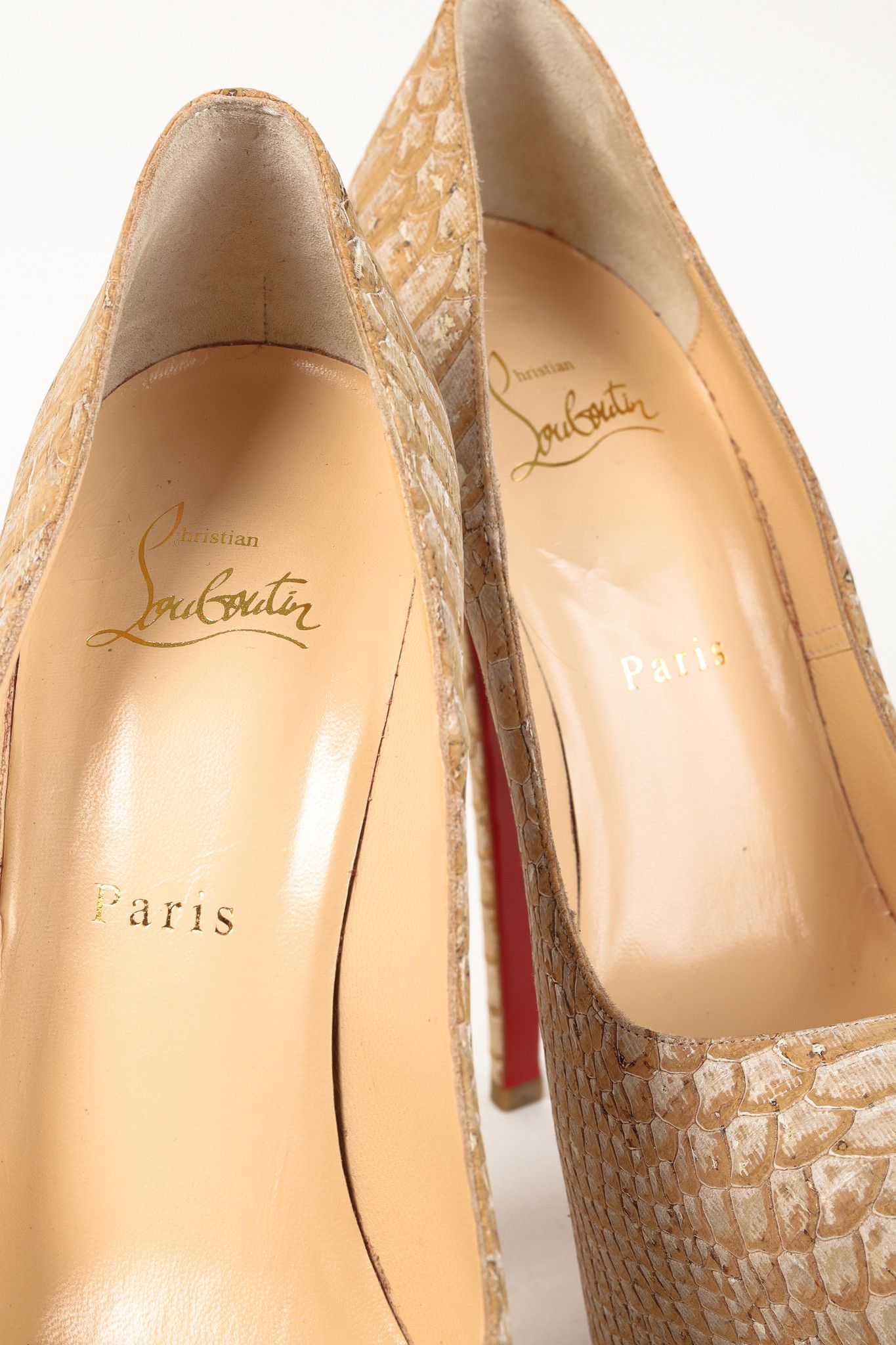 Christian Louboutin Christian Louboutin Daffodile 160 Snake-Embossed Platforms Size US 9 / IT 39 - 4 Thumbnail