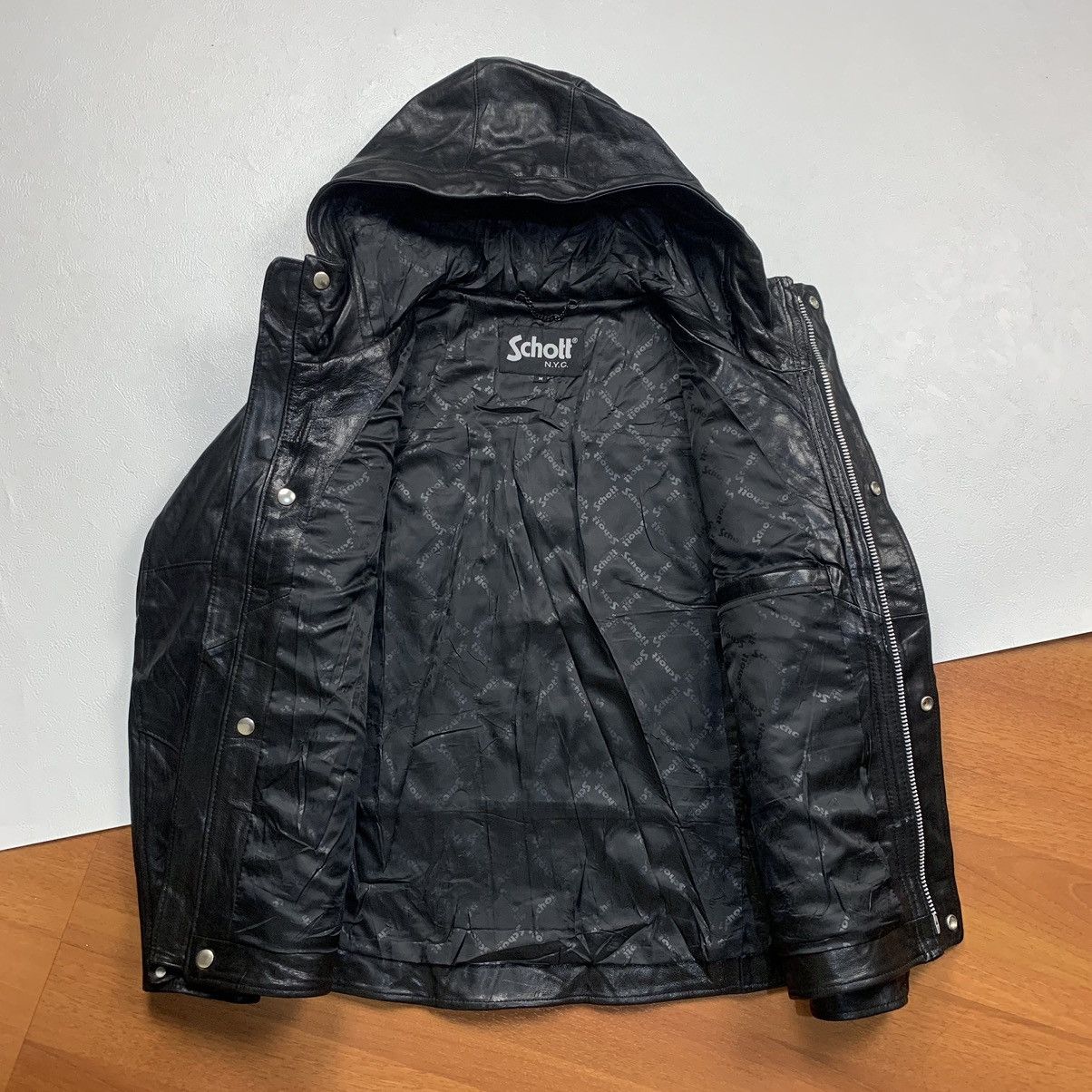 RRL Ralph Lauren × Schott Schott Hooded bikers leather jacket Size US M / EU 48-50 / 2 - 8 Thumbnail