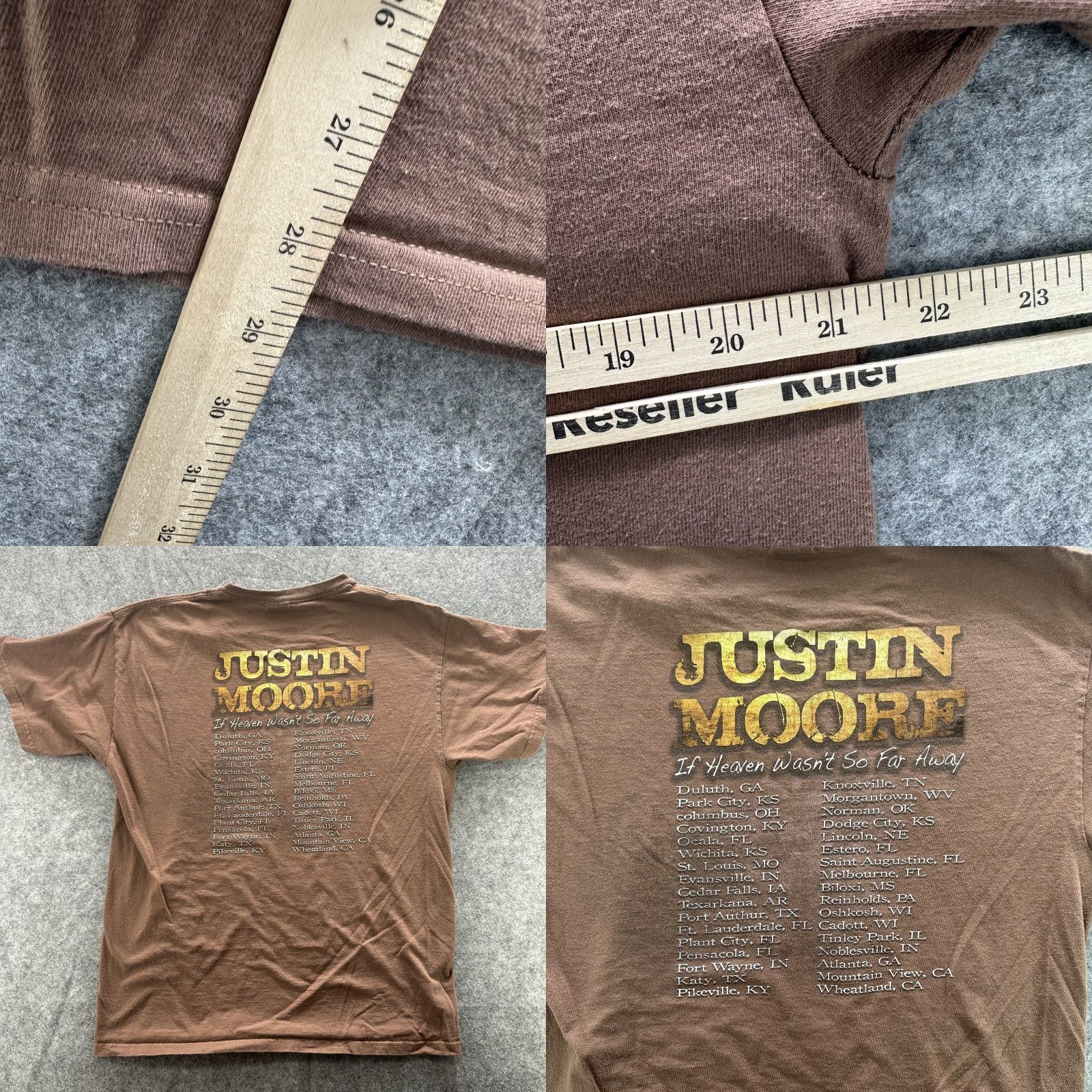 Gildan Justin Moore Shirt Mens Large Brown Tour Country Tee Size US L / EU 52-54 / 3 - 8 Thumbnail
