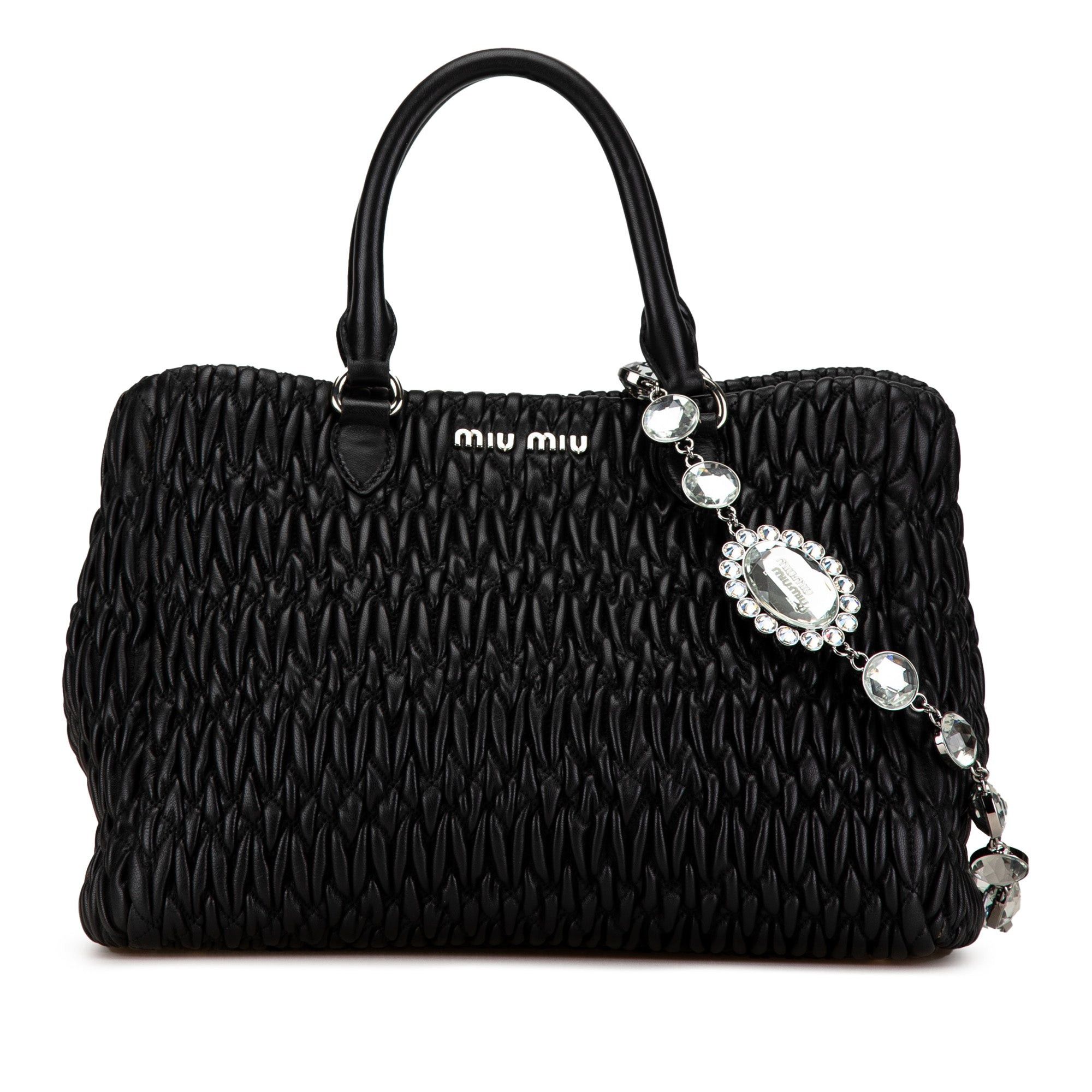Miu Miu Miu Miu Matelasse Nappa Crystal Satchel Black Size ONE SIZE - 1 Thumbnail