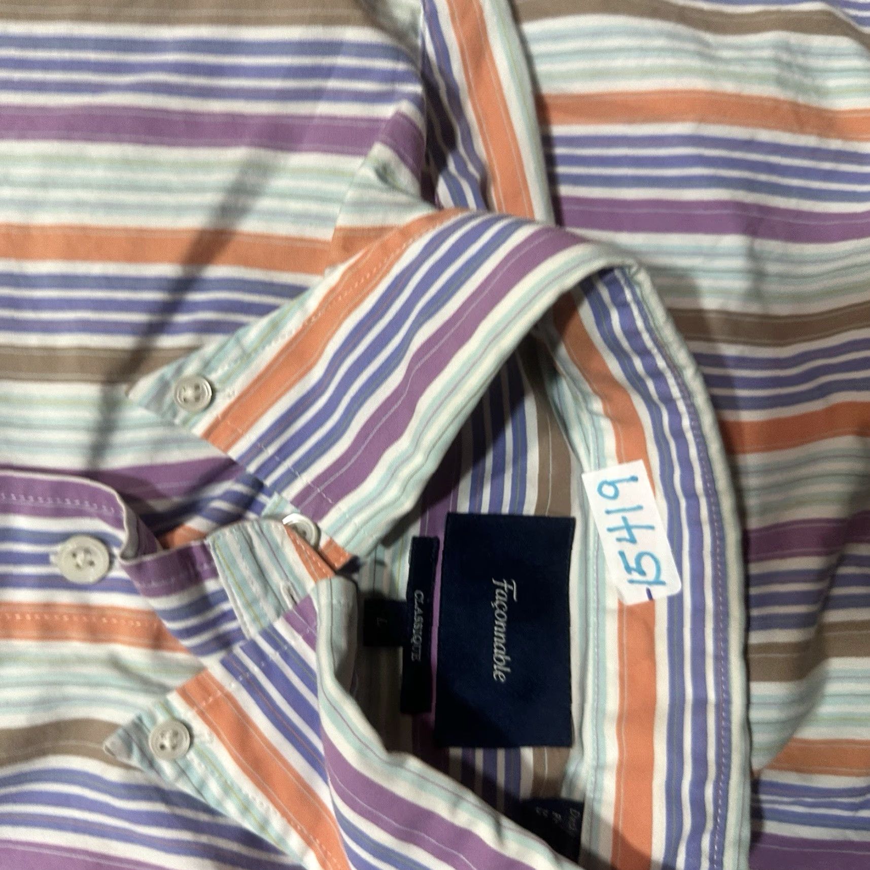 Faconnable Façonnable Button-Up Shirt Mens Large Colorful Striped Classique Shirt Size US L / EU 52-54 / 3 - 8 Thumbnail