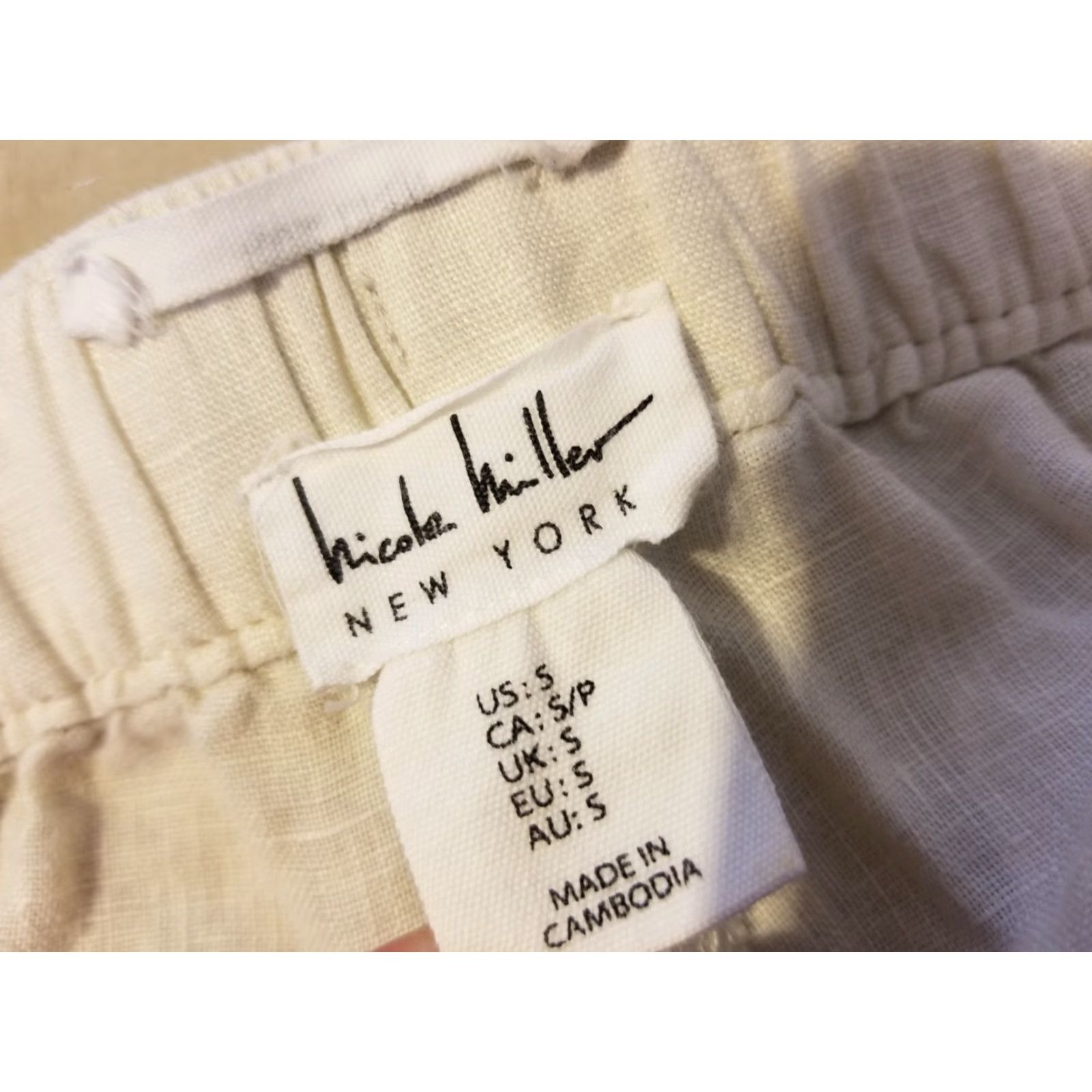 Nicole Miller Womens Nicole Miller Linen Dress Pants S Small Khaki Slack Trouser Beige Pockets Dress Pants Summer Spring Fall Mens Womens Size 28" / US 6 / IT 42 - 3 Thumbnail