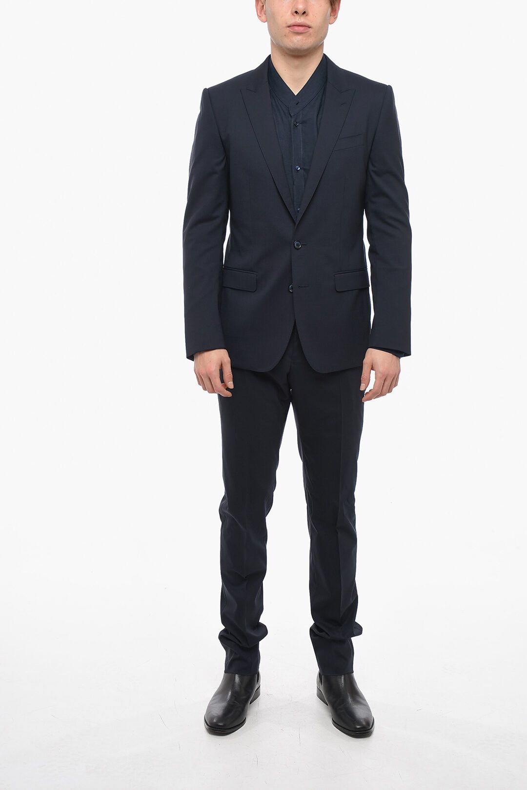 image of Dolce Gabbana Og1Mm0424 Martini Stretch Wool Slim Suit In Blue, Men's (Size Medium)