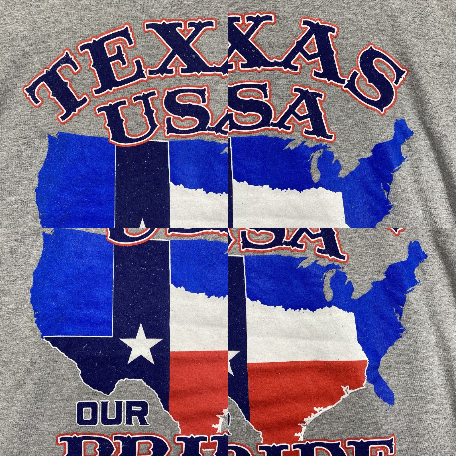 Jerzees Texas Graphic T-Shirt Large Gray "Our Pride Is Bigger Than Y’all's" JERZEES Mens Size US L / EU 52-54 / 3 - 8 Thumbnail