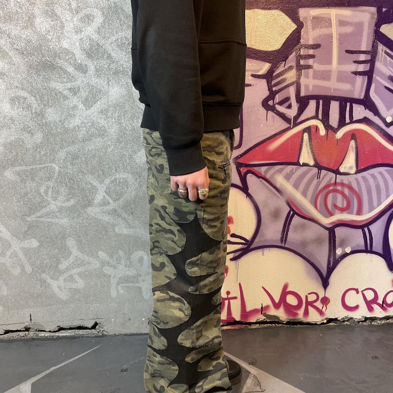 JNCO × Japanese Brand × Vintage Tribal cyber embroidered baggy flared hip hop jeans Size US 34 / EU 50 - 2 Thumbnail