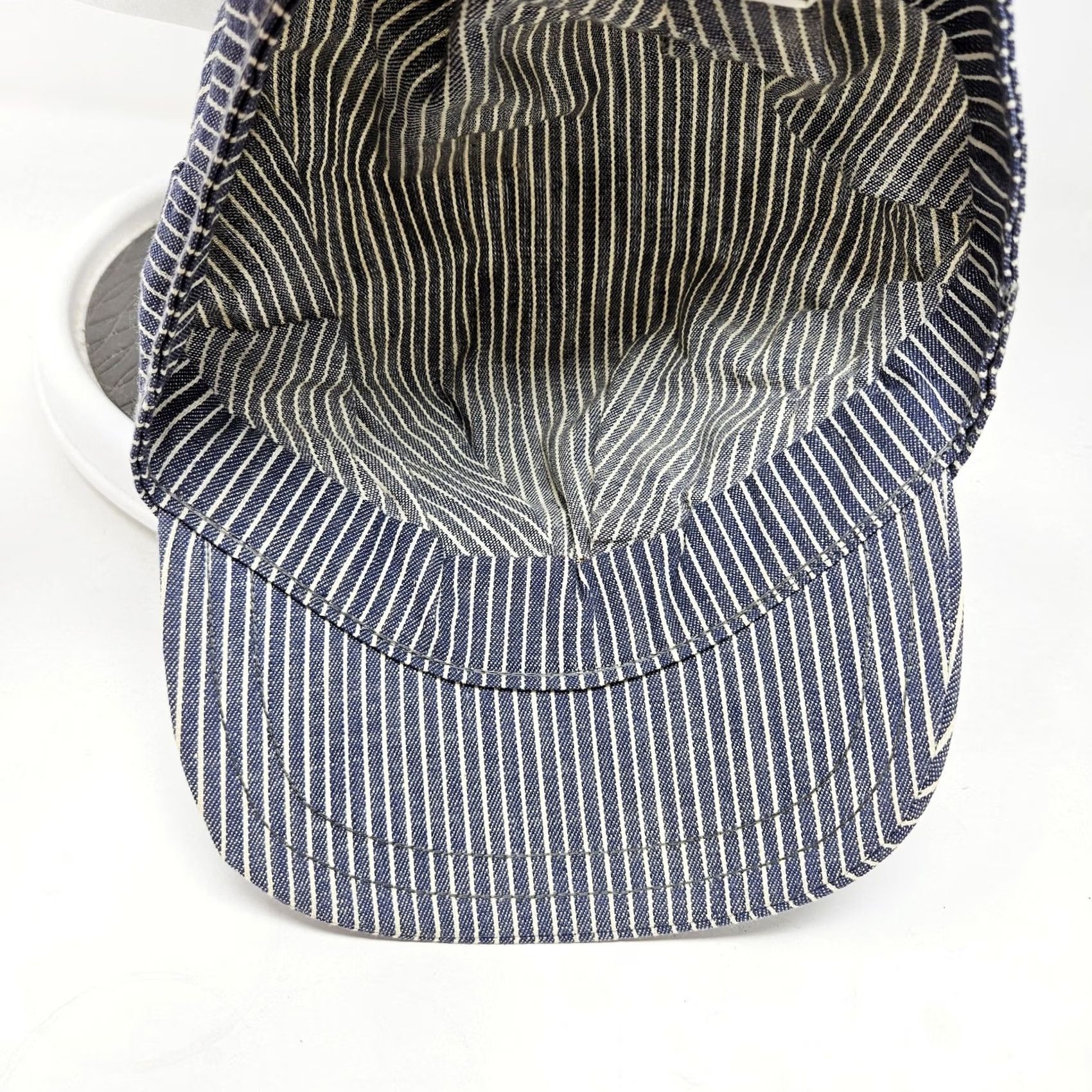 Denime VINTAGE Army Cap Striped Denim Hat 7 1/4 Blue Cotton Men Casual Summer USA Cap Mens Size ONE SIZE - 6 Thumbnail