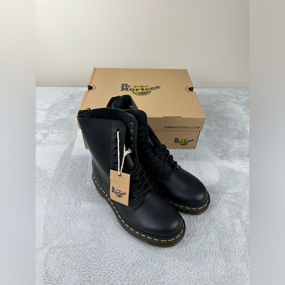 Dr. Martens Dr Martens NWT 1490 Smooth Black Leather Mid Calf Boots 4 U Size US 6 / IT 36 - 1 Thumbnail