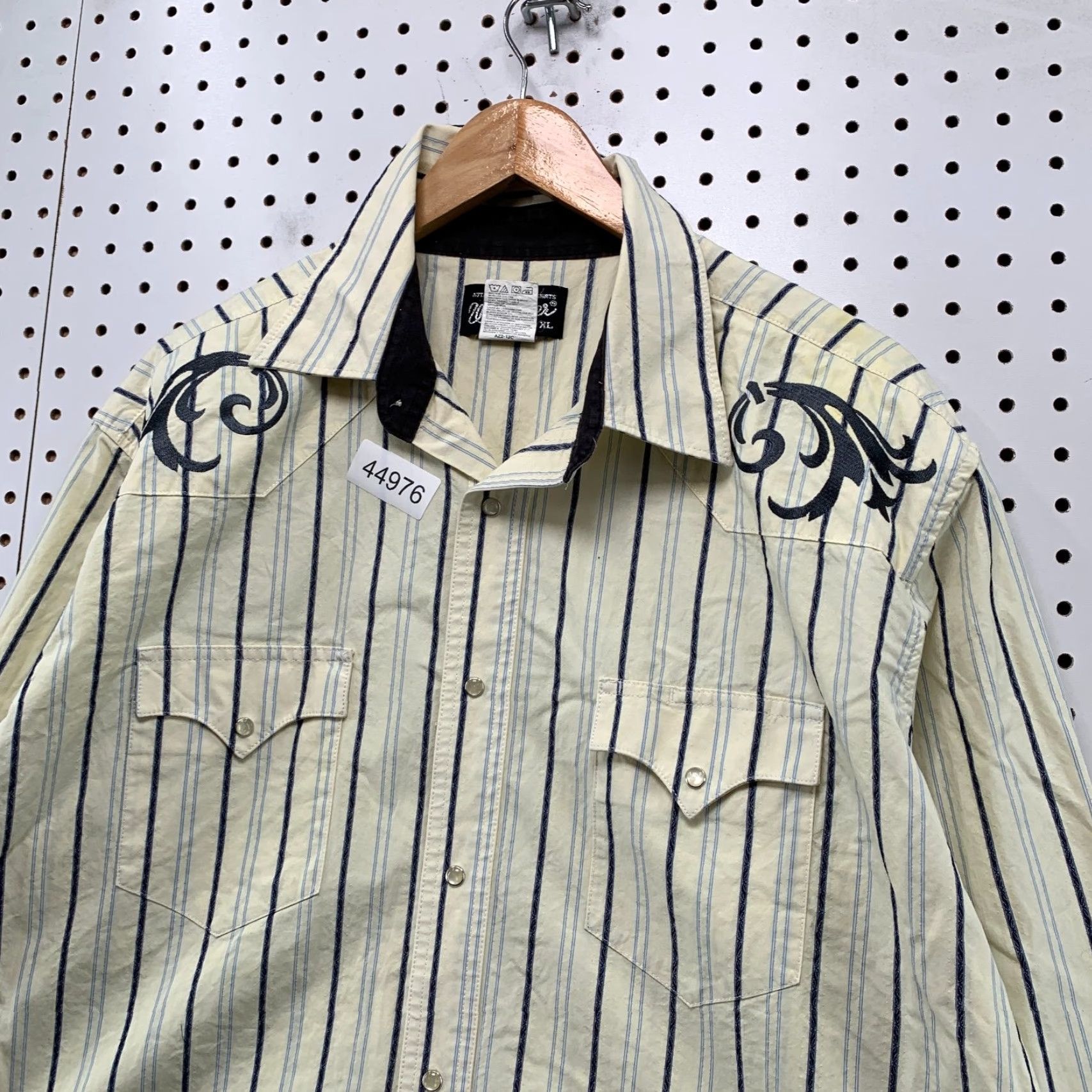 Wrangler VINTAGE Wrangler Snap Shirt Mens XL Beige Striped Western Cowboy Long Sleeve Size US XL / EU 56 / 4 - 4 Thumbnail