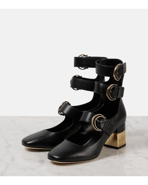 Chloe o1s22i1n0425 Leather Alizè Dé Pumps in Black Size US 7 / IT 37 - 5 Thumbnail