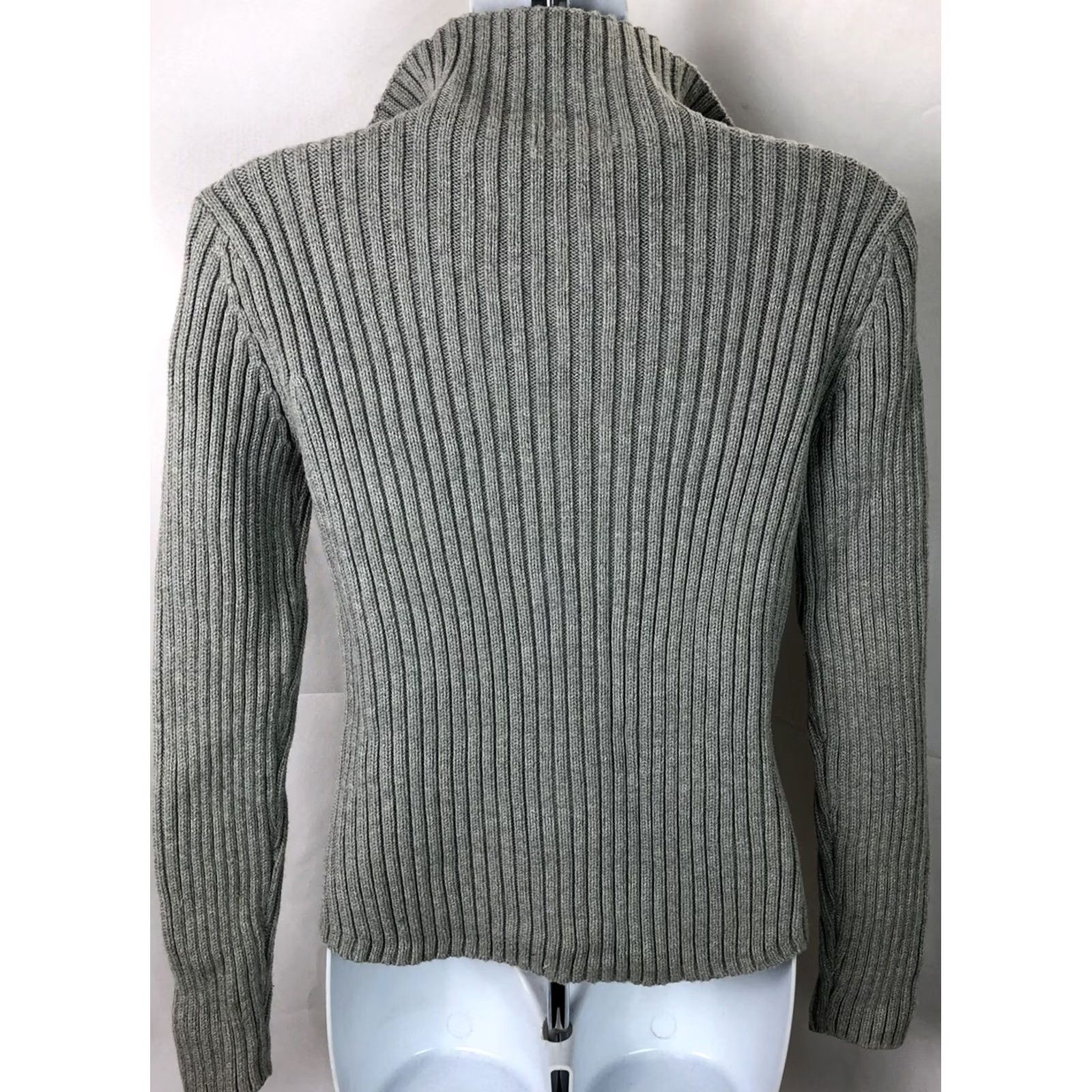 Vintage St Johns Bay Sweater S Gray Mock 1/2 Zipper Neck Ribbed Knit Cottage Capsule Size S / US 4 / IT 40 - 4 Thumbnail