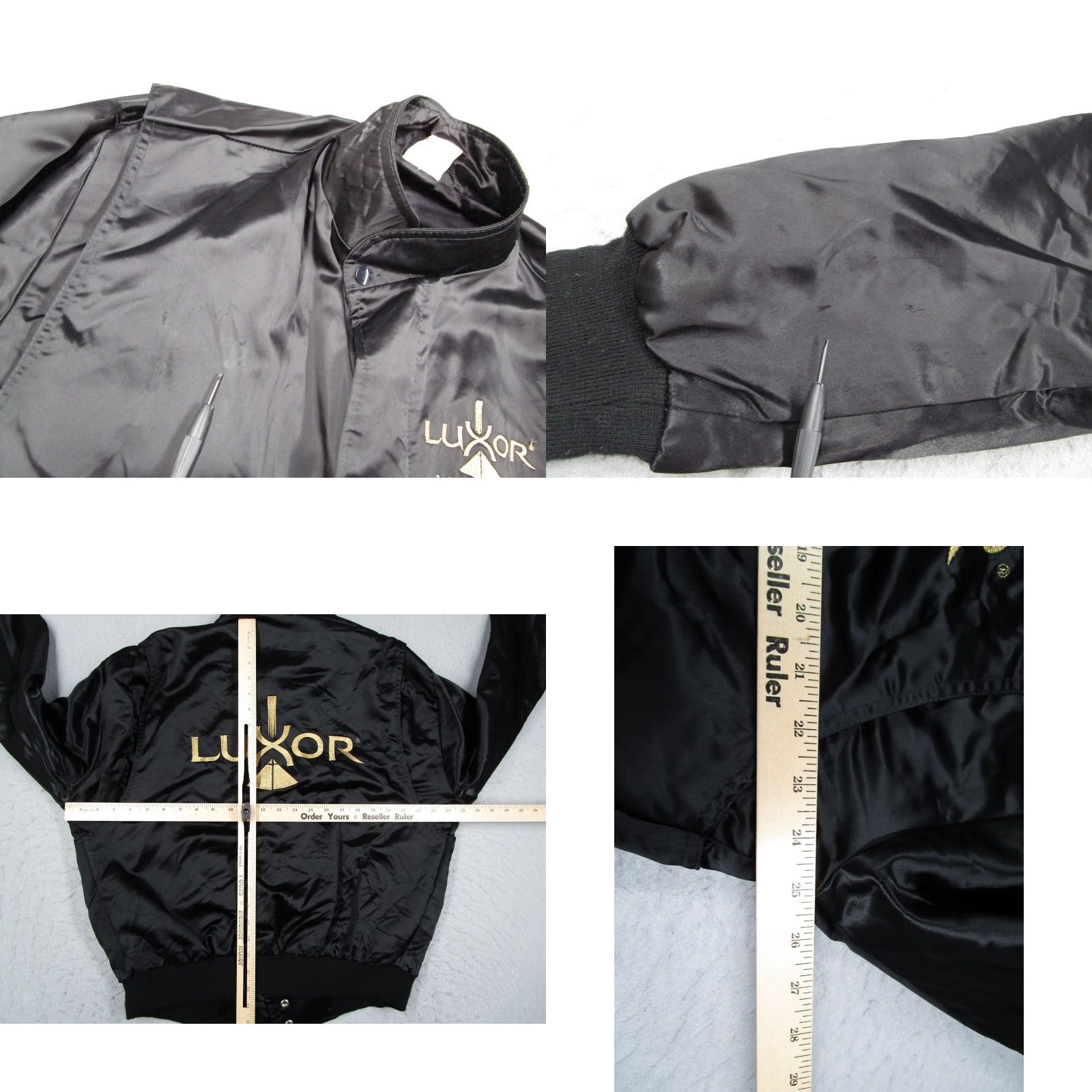 Logo 7 VINTAGE Luxor Las Vegas Bomber Jacket Mens Medium Black Satin Logo Front & Back Embroidered 90s Casual Mens Size US M / EU 48-50 / 2 - 8 Thumbnail