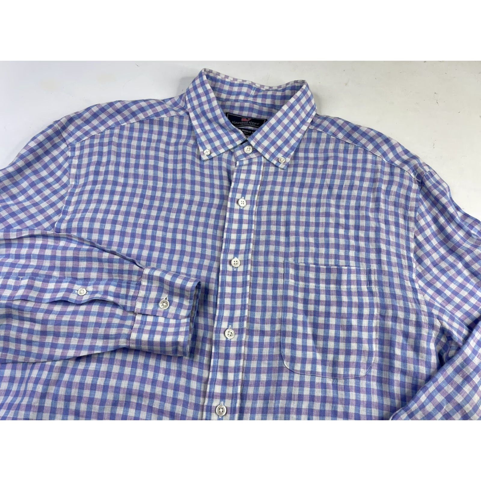 Vineyard Vines Vineyard Vines Men’s Classic Fit Murray 100% Linen Button Down Shirt Size L Size US L / EU 52-54 / 3 - 2 Thumbnail