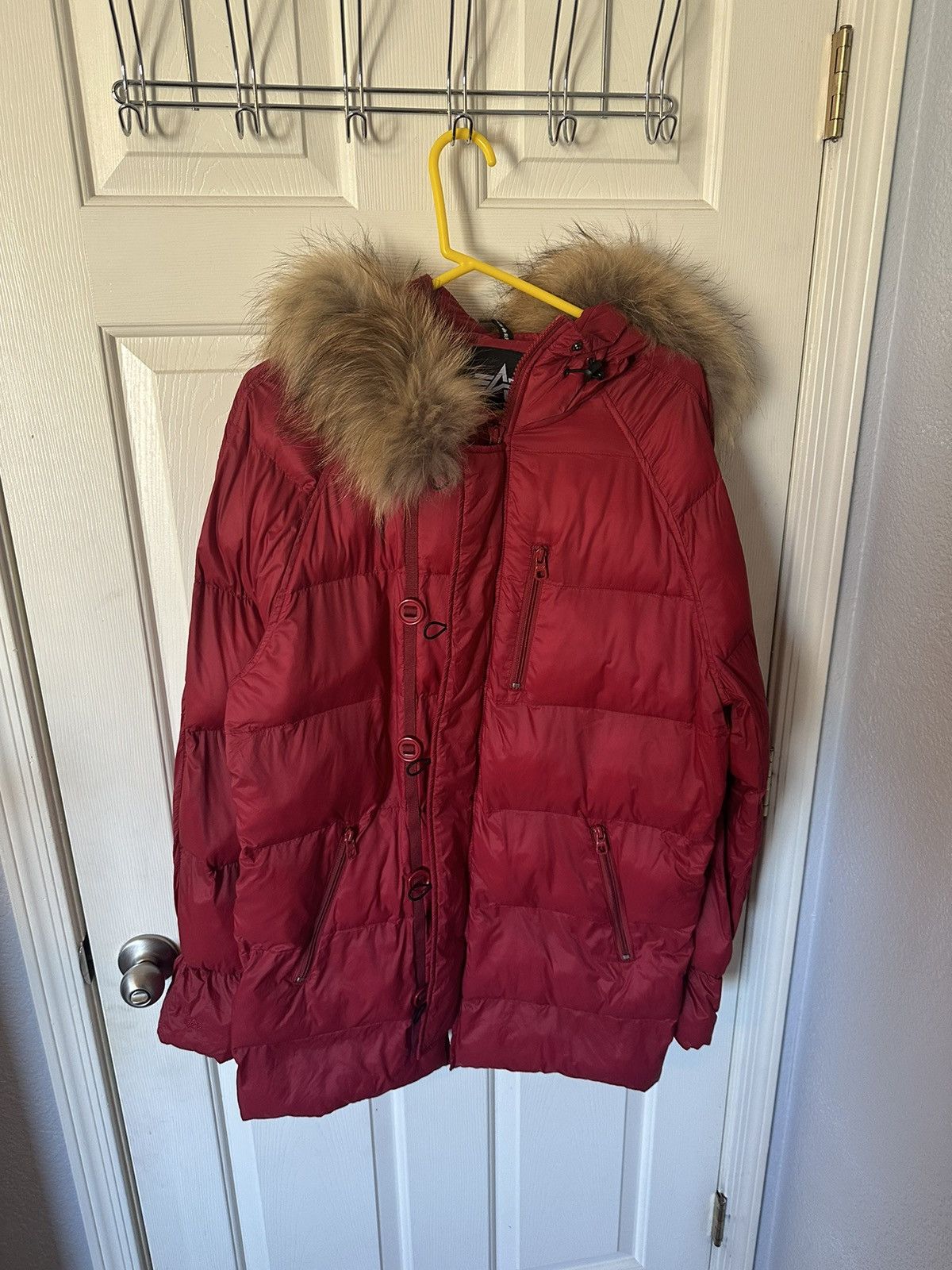 image of Alpha Industries Parka Jacket With Removable Fur Hood in Red, Men's (Size Large)