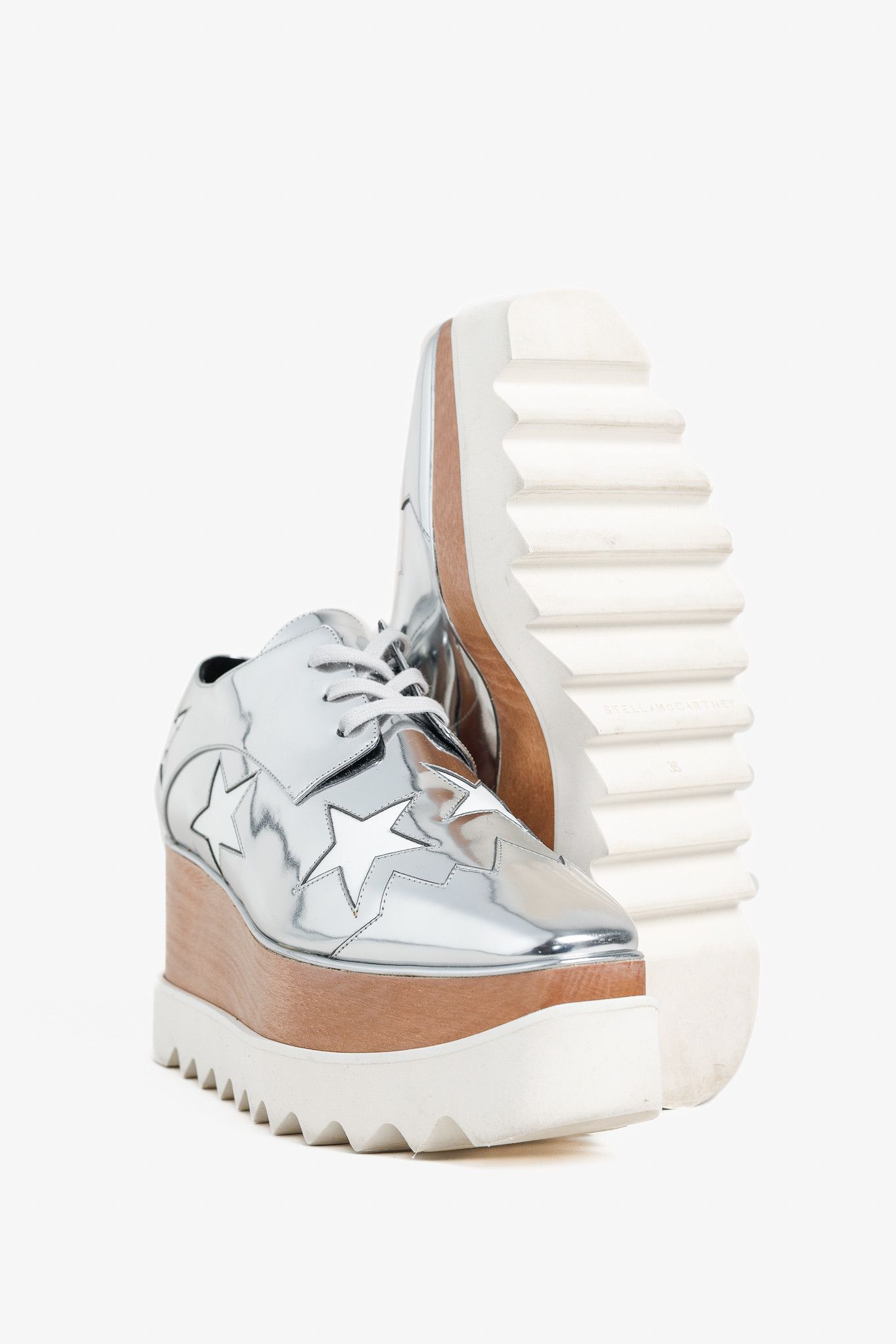 Stella McCartney Stella McCartney Elyse Star Vegan-Leather Lace-Up Platforms Size US 7.5 / IT 37.5 - 4 Thumbnail