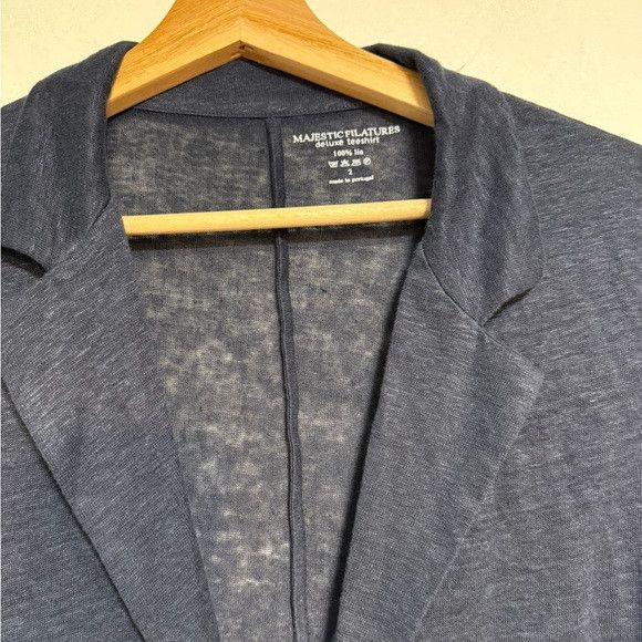 MAJESTIC FILATURES Majestic Filatures Navy Linen Knit Open Blazer Size 2 Size S / US 4 / IT 40 - 5 Thumbnail
