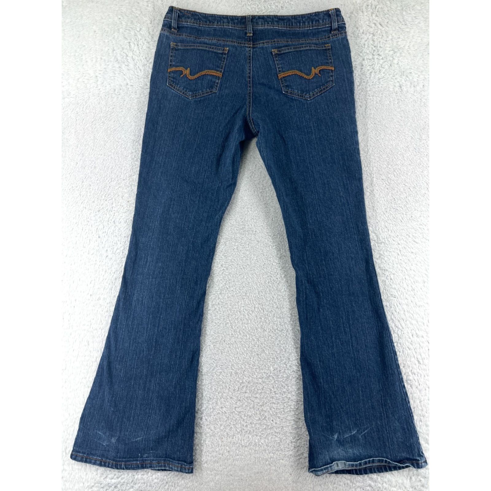 Denime SO Brand Women's Flared Jeans Pants Medium Wash Blue Cotton Denim 2010s Retro Relaxed Fit Size 34" / US 12 / IT 48 - 2 Thumbnail
