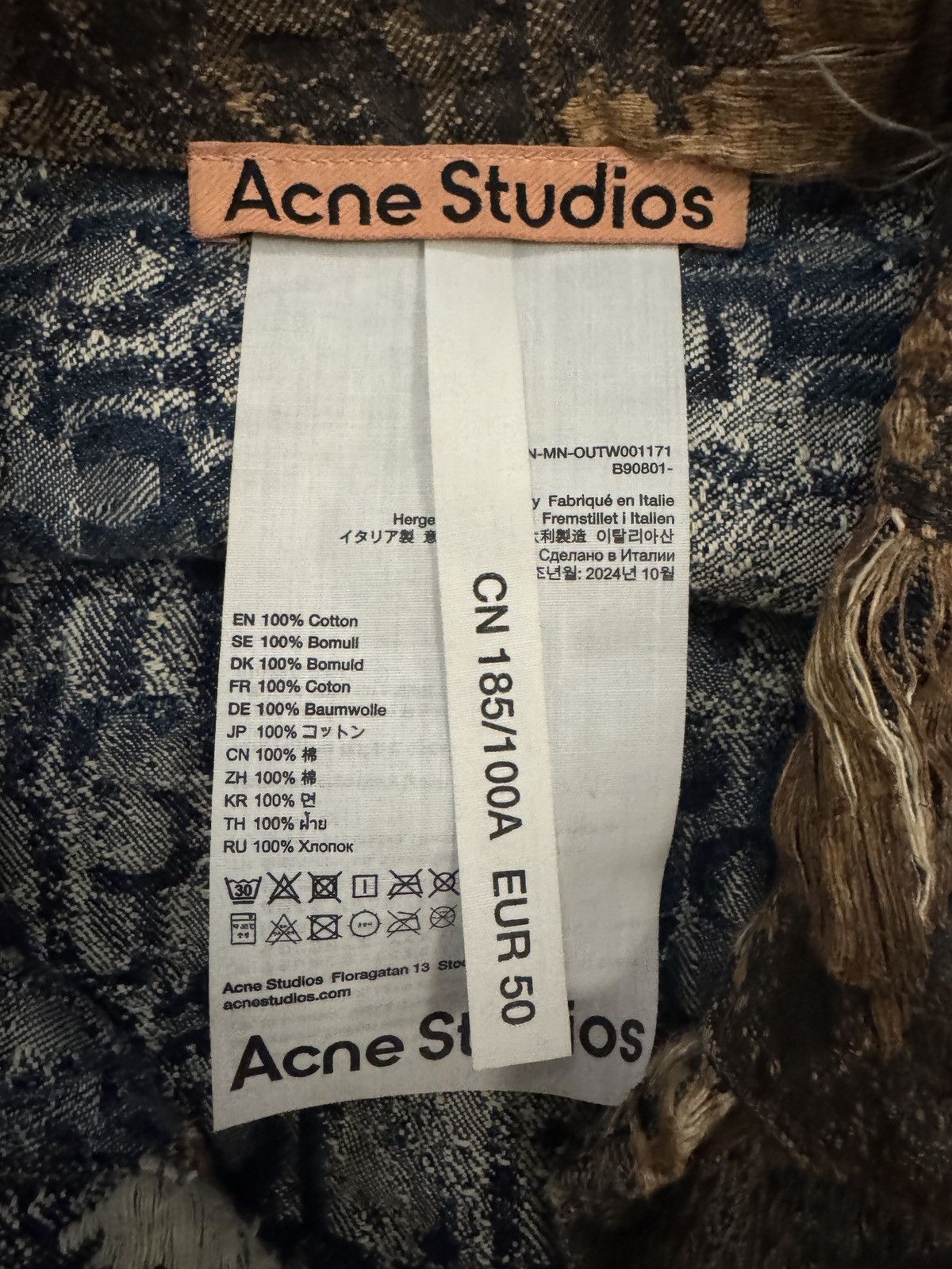 Acne Studios Acne Studios Brown Distressed Monogram Denim Jacket Size US M / EU 48-50 / 2 - 3 Thumbnail