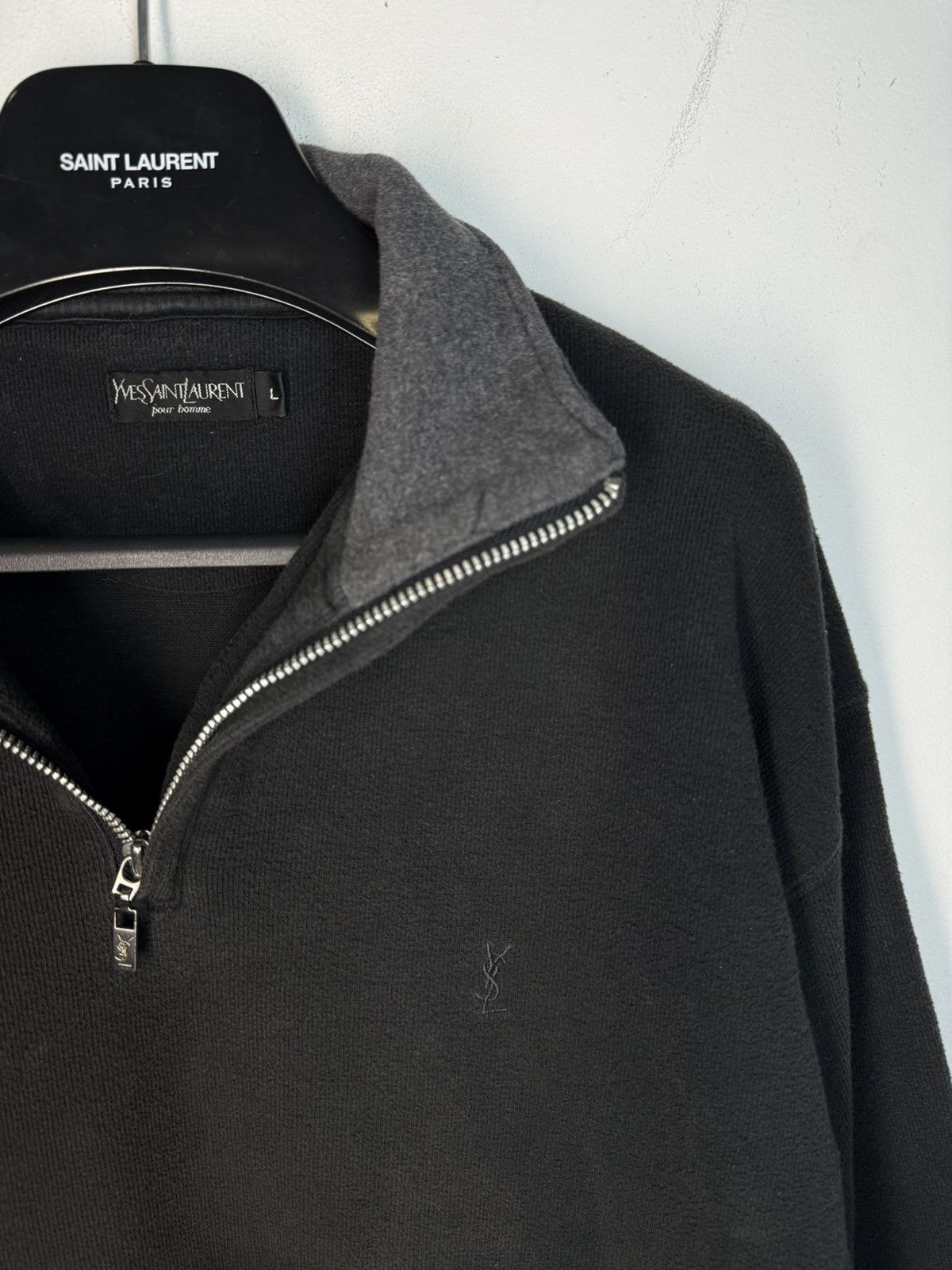 Yves Saint Laurent 90s YSL Sweatshirt 1/4 Quarter Zip Sweater Old Money Vintage Size US L / EU 52-54 / 3 - 9 Thumbnail