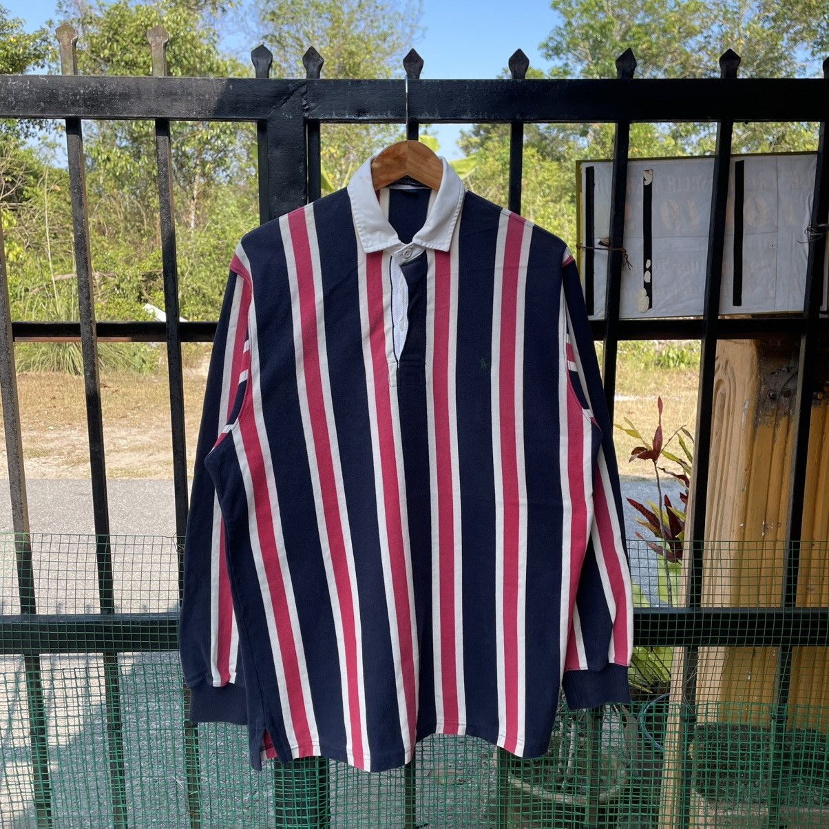 Polo Ralph Lauren 🔥Vintage Polo Ralph Lauren Small Pony Striped Rugby Shirts Size US L / EU 52-54 / 3 - 1 Thumbnail