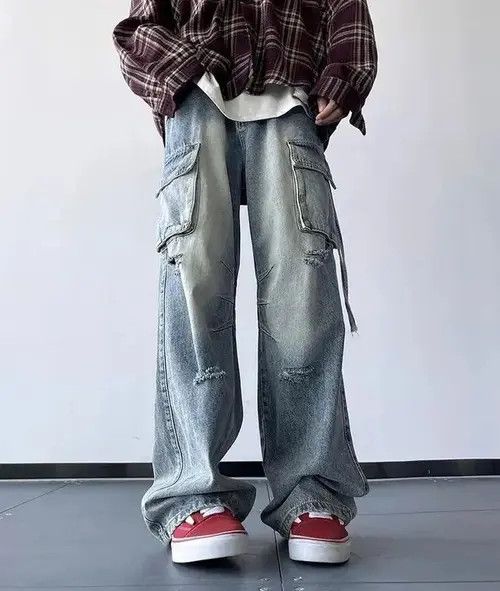 Designer Men Ripped Holes Cargo jeans Size US 31 - 2 Thumbnail