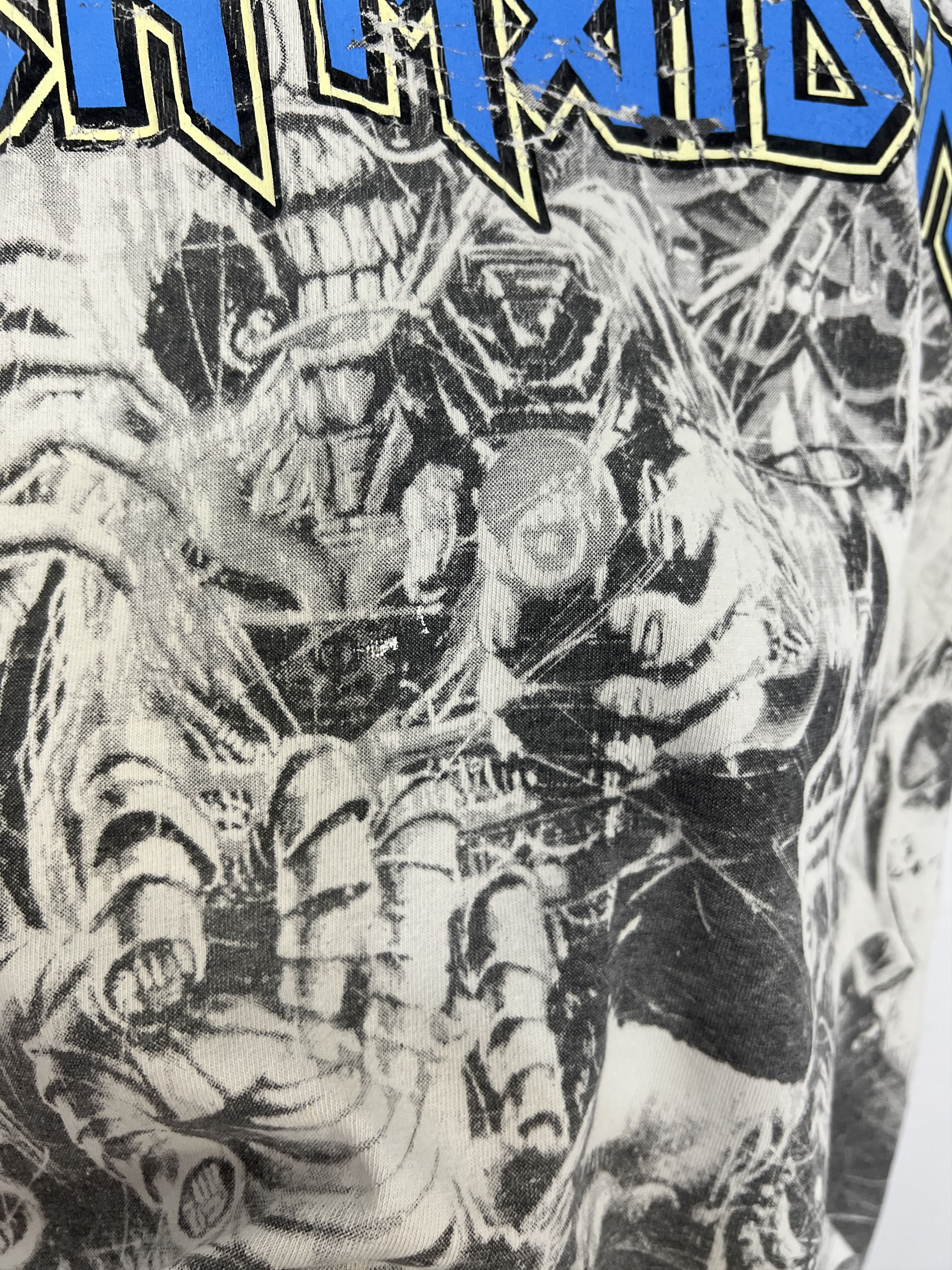 Vintage Vintage Iron Maiden Band Tee All Over Print Shirt White Rare Size US XL / EU 56 / 4 - 7 Thumbnail