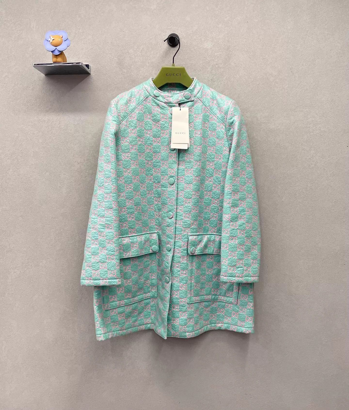Gucci Gucci tweed coat mint green & cherry blossom pink allover Size M / US 6-8 / IT 42-44 - 1 Thumbnail