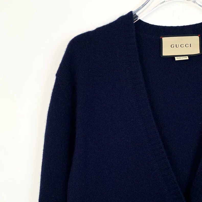 Gucci Gucci Dark blue chain cashmere V-neck single-breasted long- Size US S / EU 44-46 / 1 - 3 Thumbnail