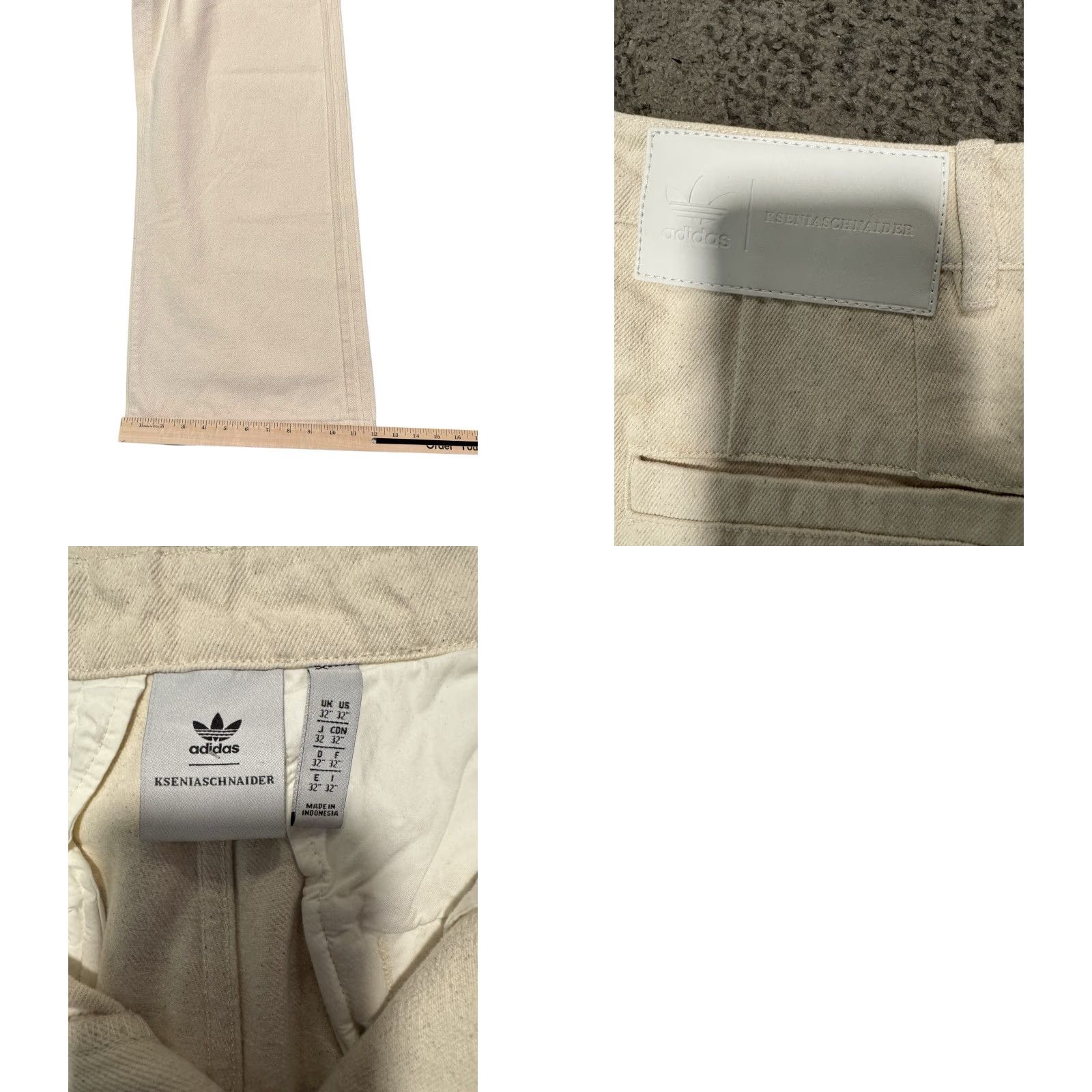 Adidas adidas x Kseniaschnaider Baggy Wide Leg Jeans Women's 32 Beige Denim Rave Skater Jeans Style 90s Hipster Punk Retro Womens Size 25" / US 0 / IT 36 - 10 Thumbnail