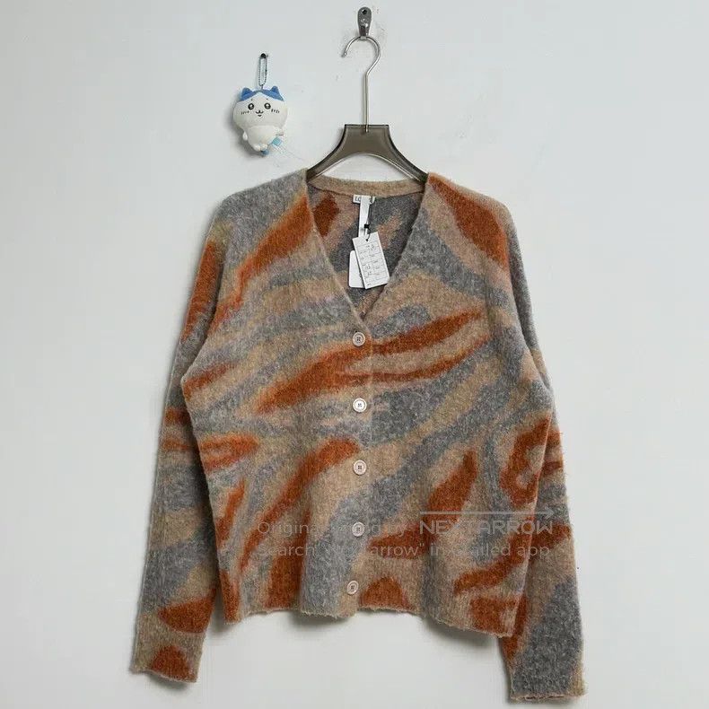 Loewe Loewe Contrast Color Mohair Leather Patch Logo Cardigan Size S / US 4 / IT 40 - 1 Thumbnail
