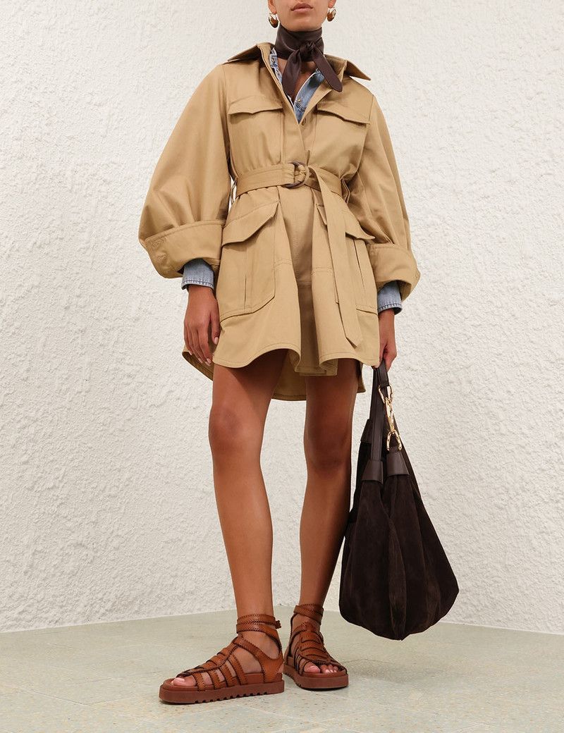 Zimmermann oc11z0226 Illuminate Batwing Mini Dress in Sand Size M / US 6-8 / IT 42-44 - 7 Thumbnail