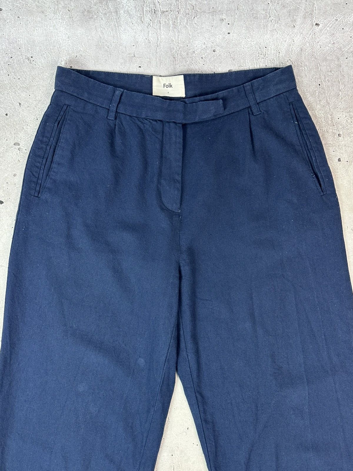 Folk Folk Loose Navy Blue Cotton-Linen Blend Men’s Casual Pants Size US 33 - 4 Thumbnail