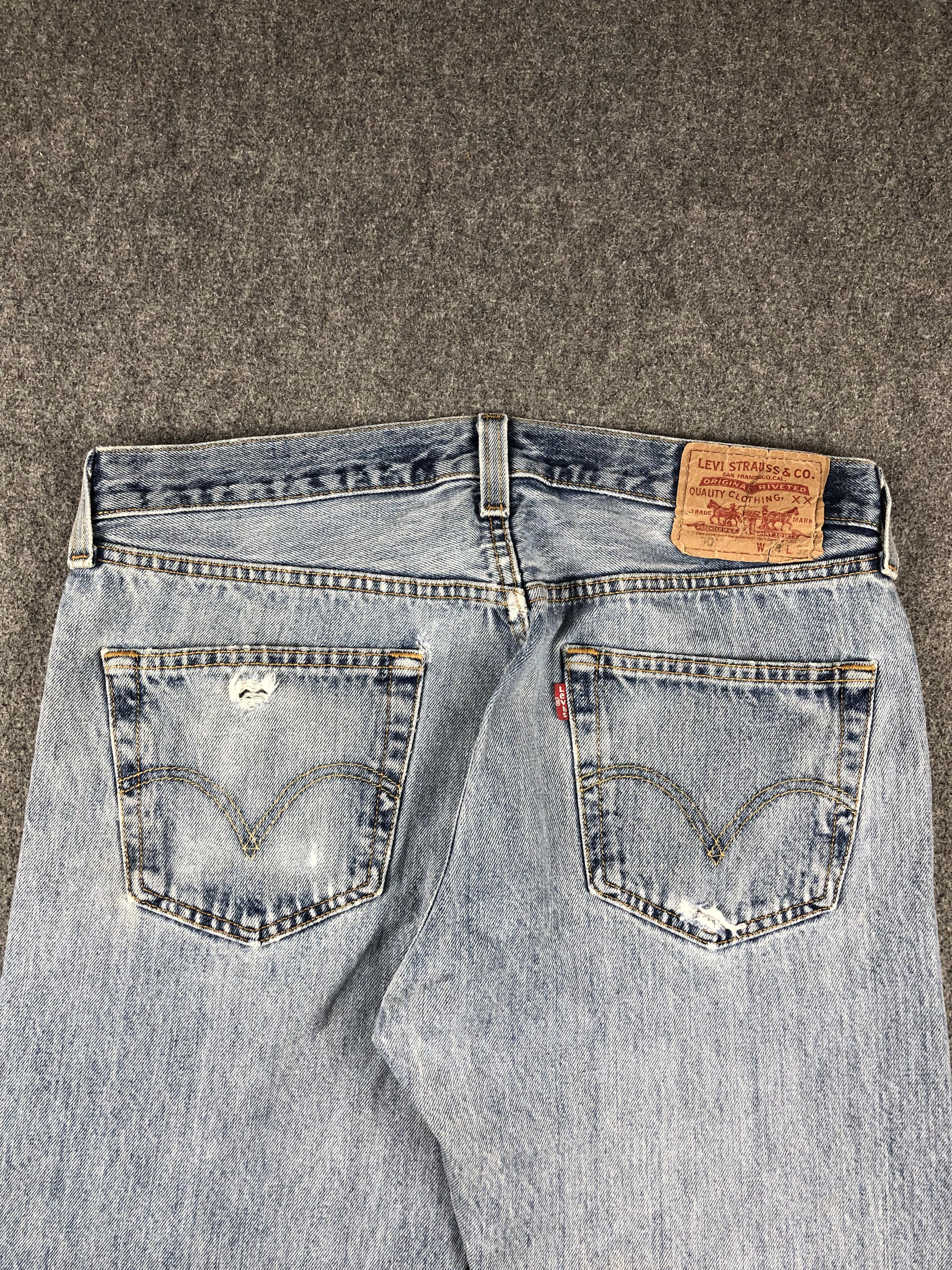 Levi's × Vintage Vintage Cropped Levis 501 Faded Blue Jeans DP2235 Size US 33 - 4 Thumbnail