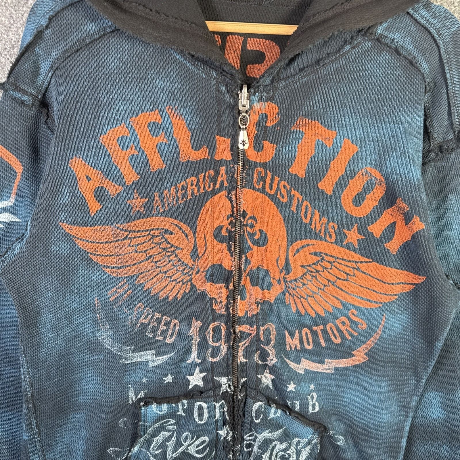 Affliction Vintage Affliction Hoodie Mens Large Black Y2K Zip Up Thin Size US L / EU 52-54 / 3 - 11 Thumbnail