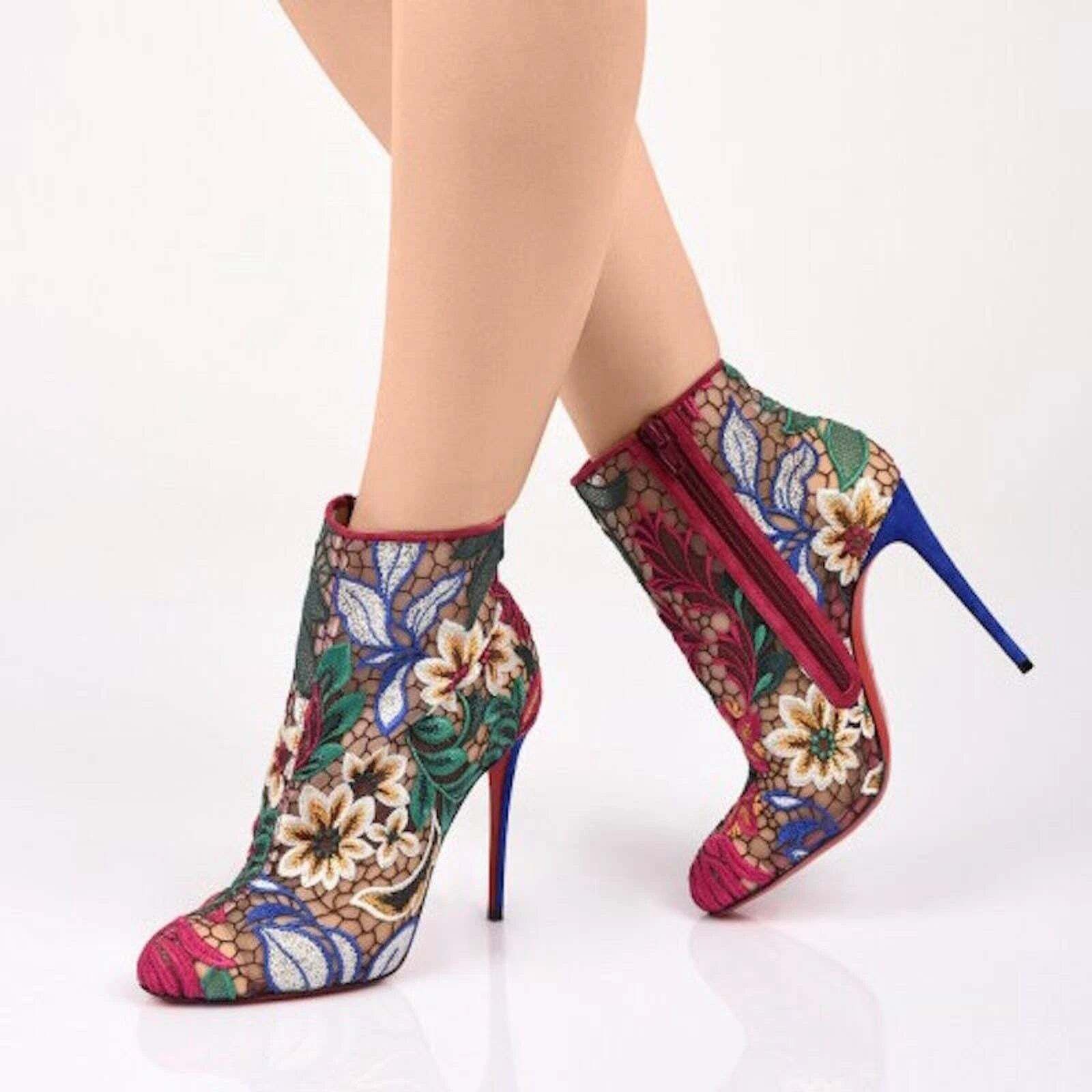 Christian Louboutin Christian Louboutin Miss Tennis 100 Multicolor Mesh Lace Size US 5 / IT 35 - 5 Thumbnail
