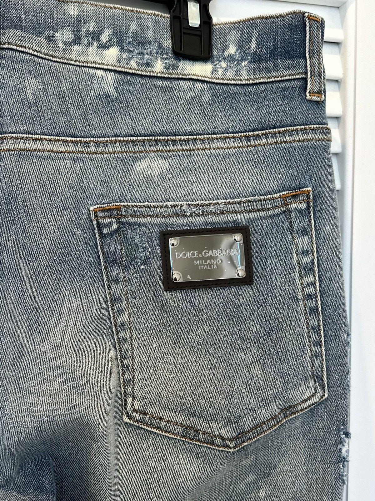 Dolce & Gabbana Dolce & Gabbana Dark Wash Distressed Slim Fit Blue Jeans Size US 44 / EU 60 - 4 Thumbnail