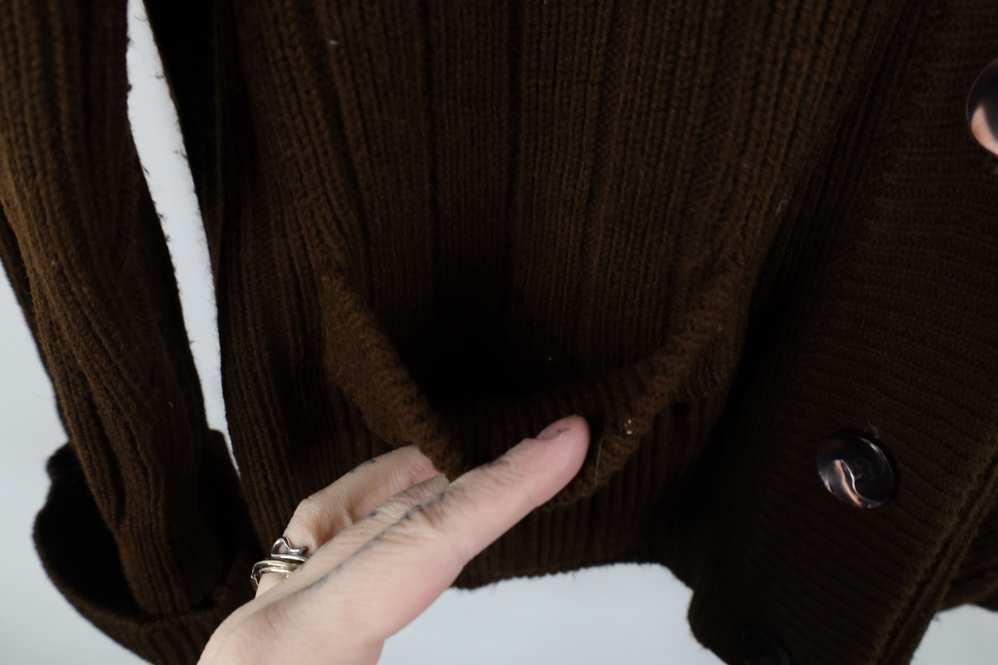 Vintage Vintage 70s Streetwear Ribbed Knit Shawl Cardigan Sweater Size L / US 10 / IT 46 - 7 Thumbnail