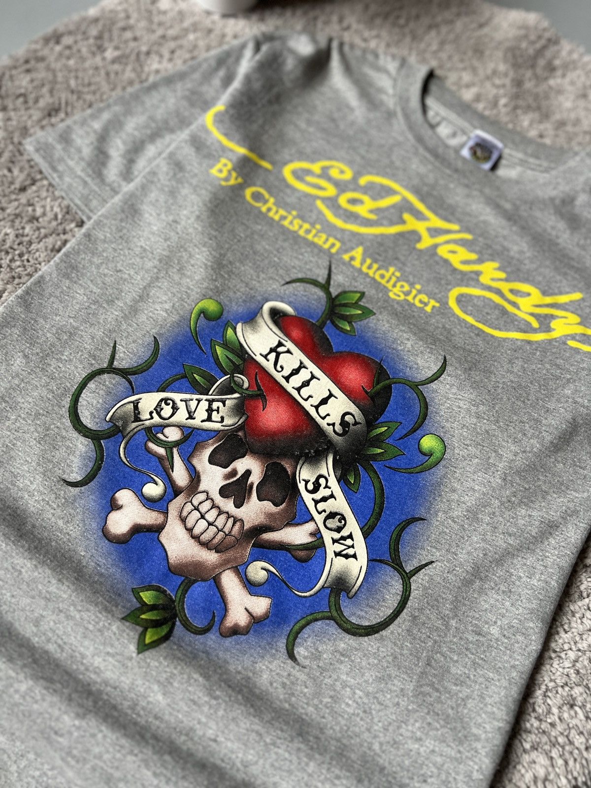 Ed Hardy × Vintage Vintage Ed Hardy Kill Love Brilliant T shirt Y2k Style Size US L / EU 52-54 / 3 - 5 Thumbnail