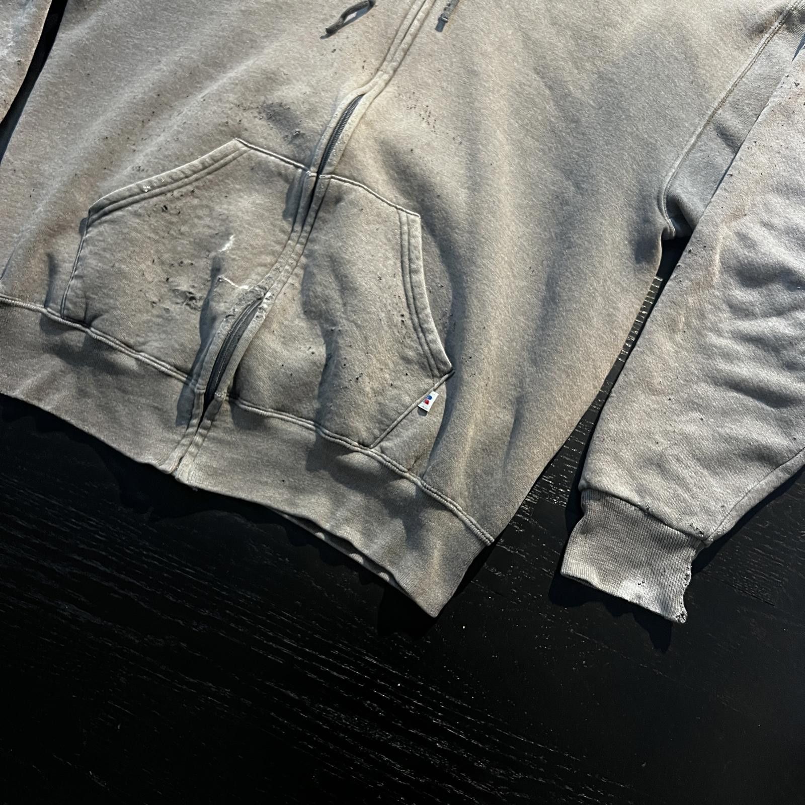Russell Athletic Vintage Russell Full Zip Hoodie Grey Faded Distressed Size US L / EU 52-54 / 3 - 2 Thumbnail