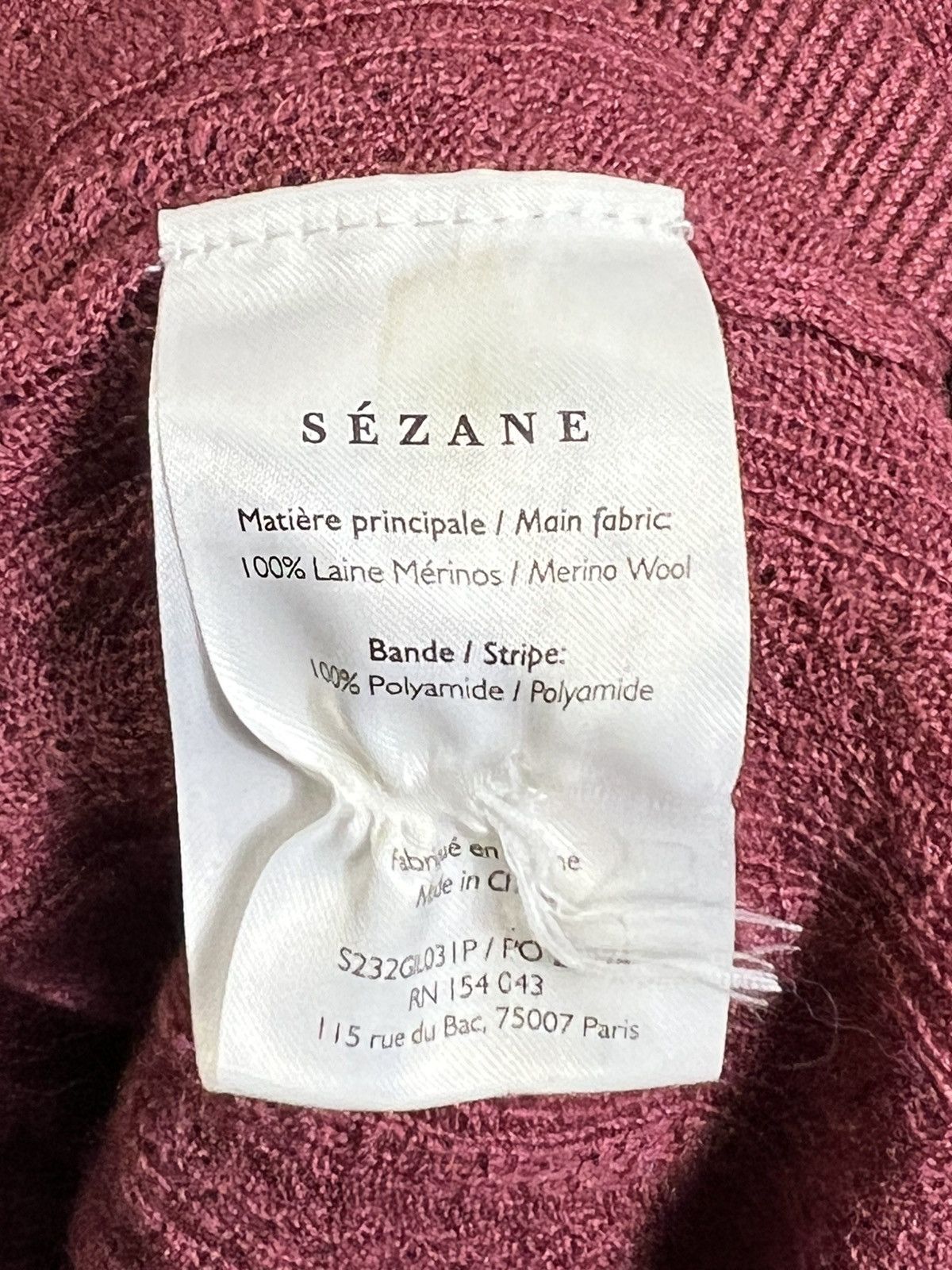 Sezane Sezane Paris Rosewood Merino Wool Blend Knitted Cardigan Size L / US 10 / IT 46 - 10 Thumbnail