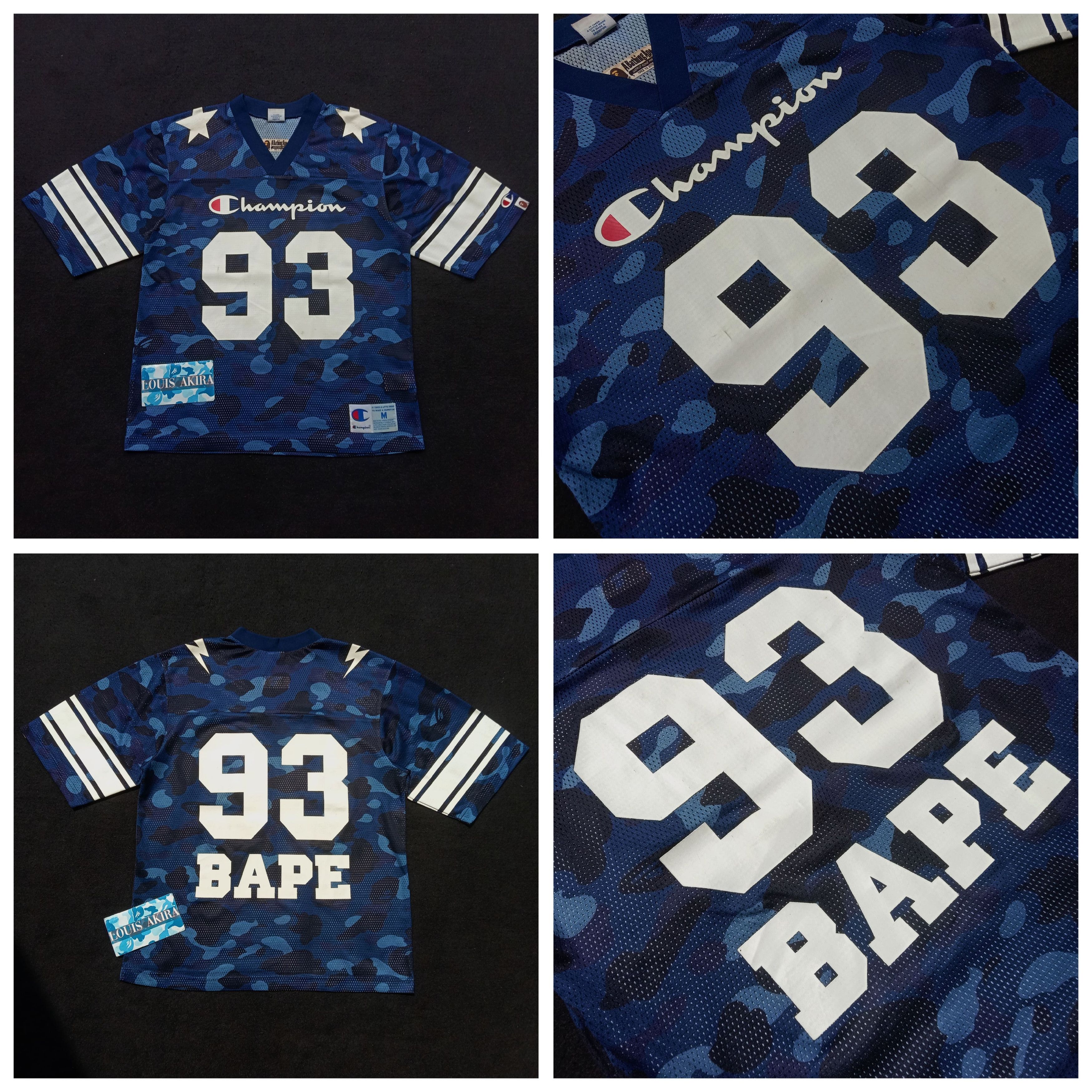 image of Bape x Champion Color Camo Football Jersey (2017) in Navy, Men's (Size Medium)