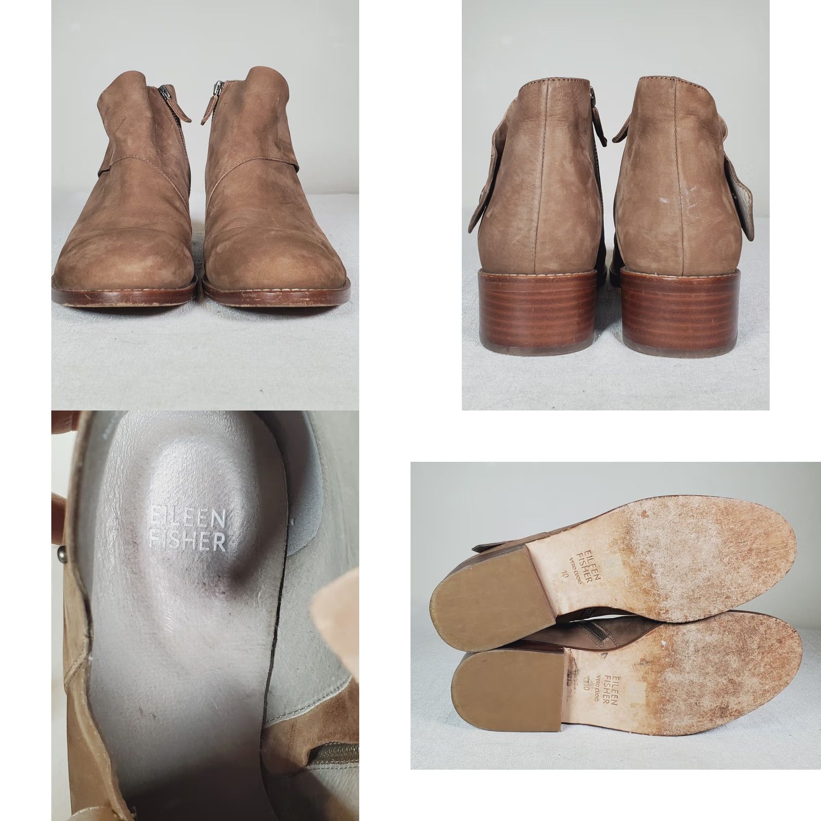 Eileen Fisher Eileen Fisher Billie Tumbled Nubuck Booties Women’s Size US 10 Ankle Boots Brown Leather 1.5" Heel Zip Size US 10 / IT 40 - 8 Thumbnail