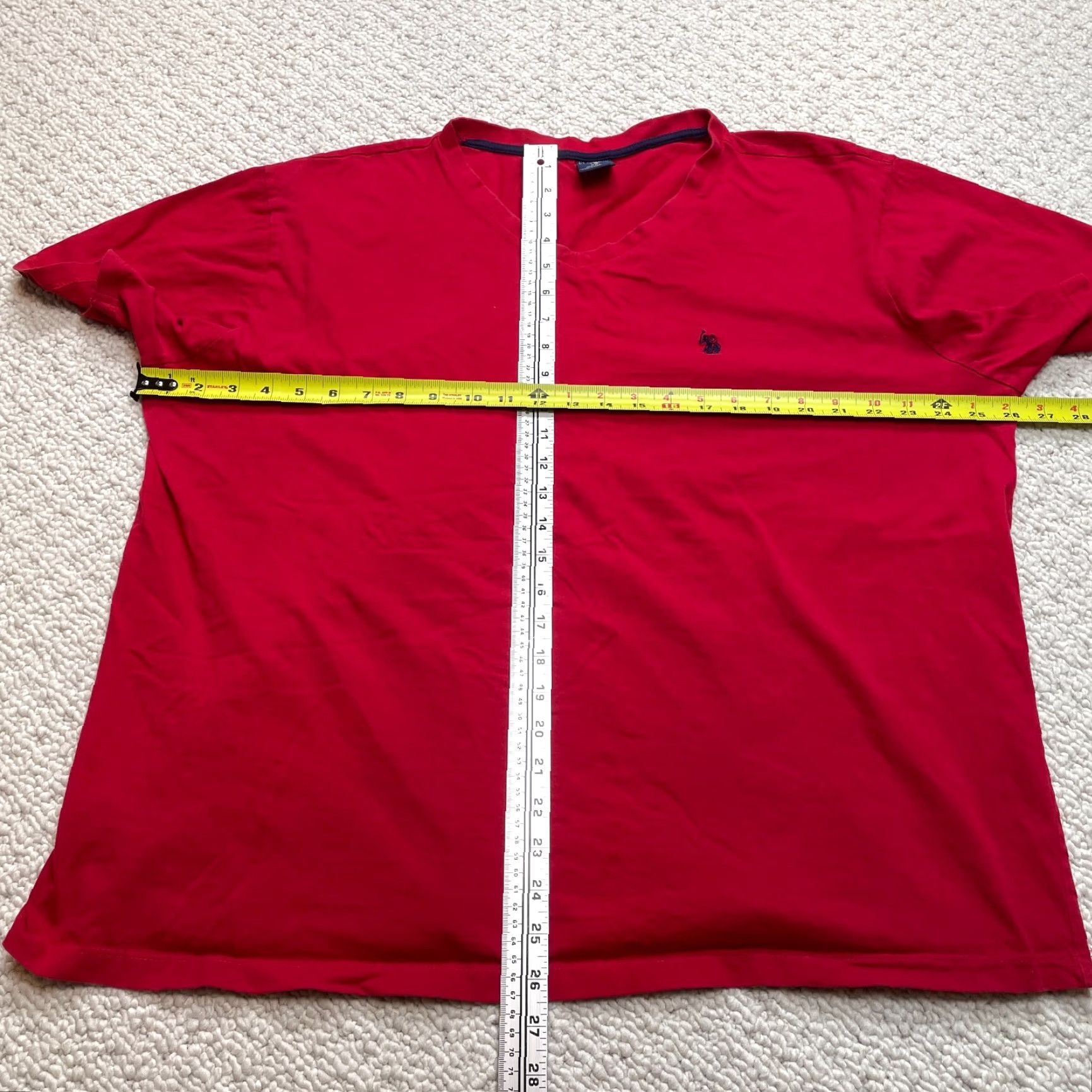 Vintage US Polo Assn. Shirt Mens 2XL Red Solid Short Sleeve V Neck Cotton Logo Size US XXL / EU 58 / 5 - 6 Thumbnail