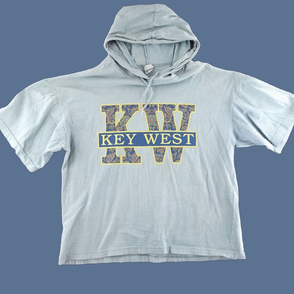 Vintage VINTAGE Key West Hoodie Womens Large Oversize Pullover Semi Crop Poncho Beach Blue Size L / US 10 / IT 46 - 1 Thumbnail