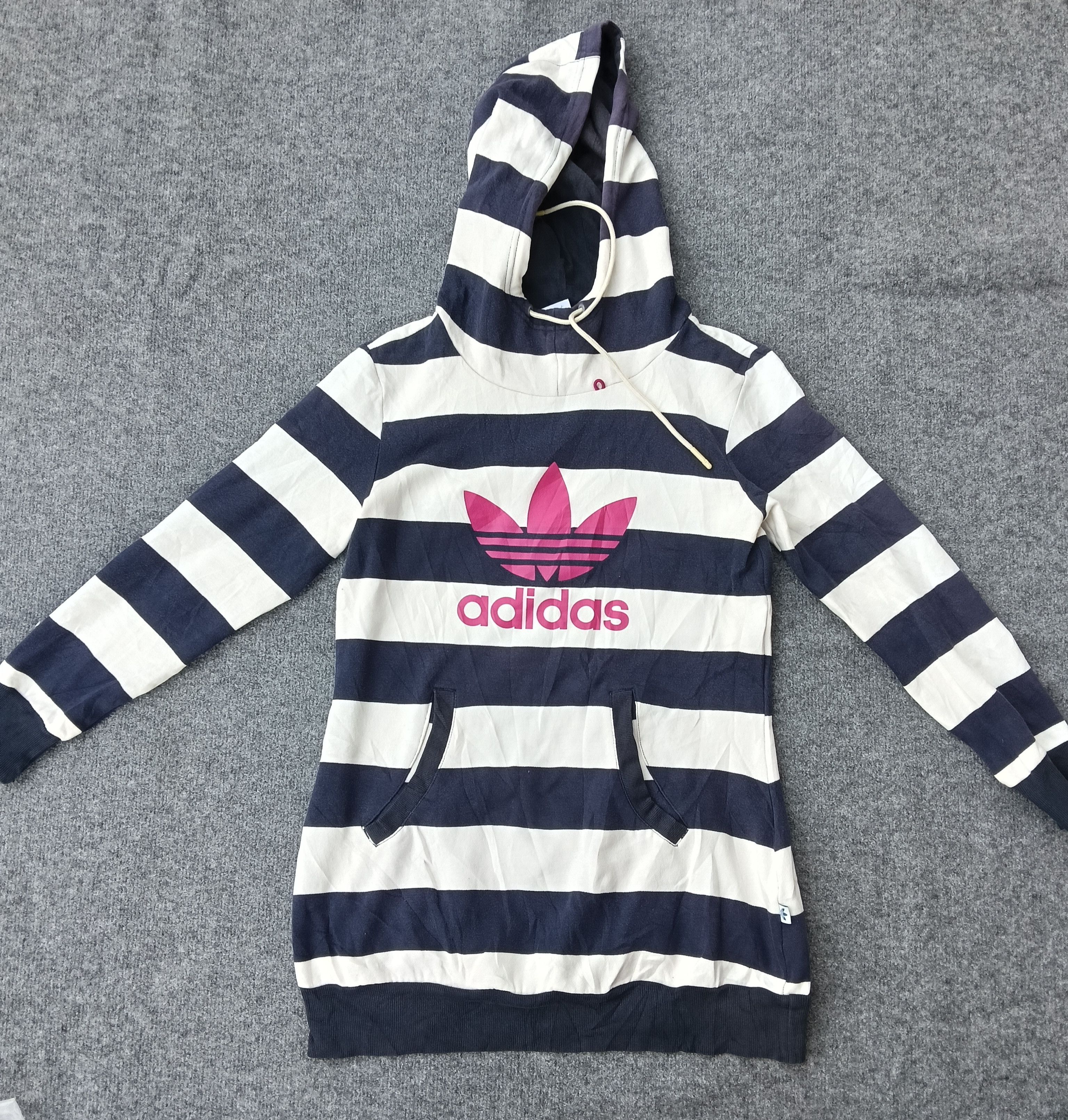 Adidas Adidas Trefoil Striped Hoodie Pullover Pink Logo Sweatshirt Size M / US 6-8 / IT 42-44 - 1 Thumbnail