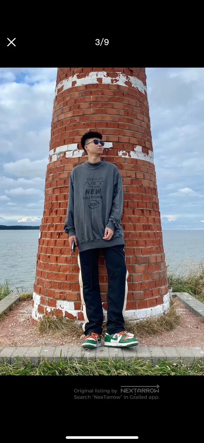Balenciaga Balenciaga Men's Grey Cotton Vintage Printed Crewneck Swea Size US XS / EU 42 / 0 - 9 Thumbnail