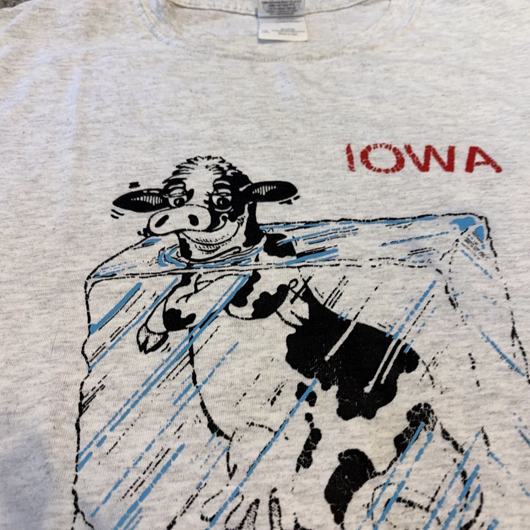 Gildan VINTAGE Iowa Ice Cream Dairy Cow Funny Graphic T-Shirt XL Men's Gray Gildan 2XL Size US XL / EU 56 / 4 - 5 Thumbnail