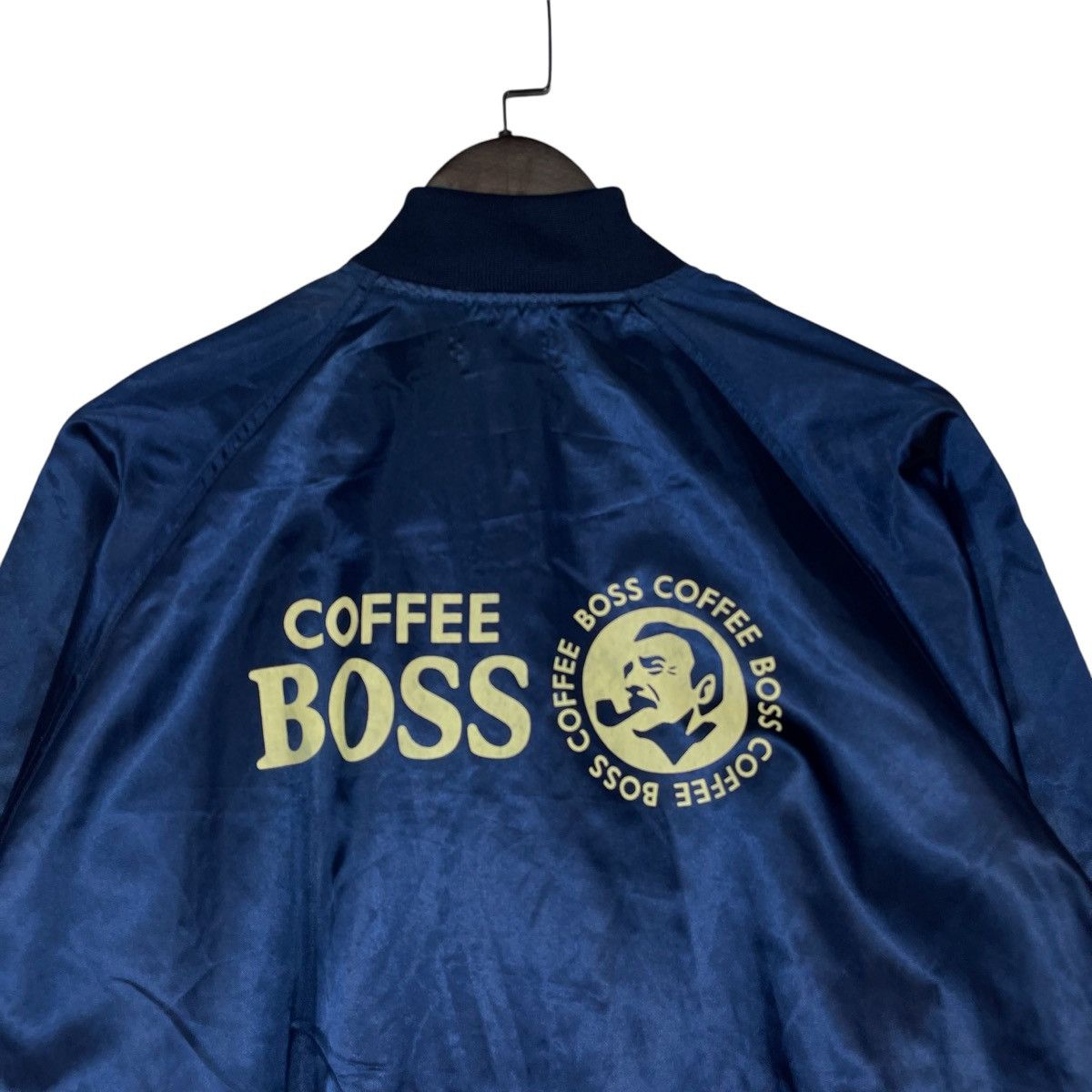 Vintage Vintage Suntory Boss Coffee Bomber Jacket Navy Blue Satin Size US XL / EU 56 / 4 - 10 Thumbnail