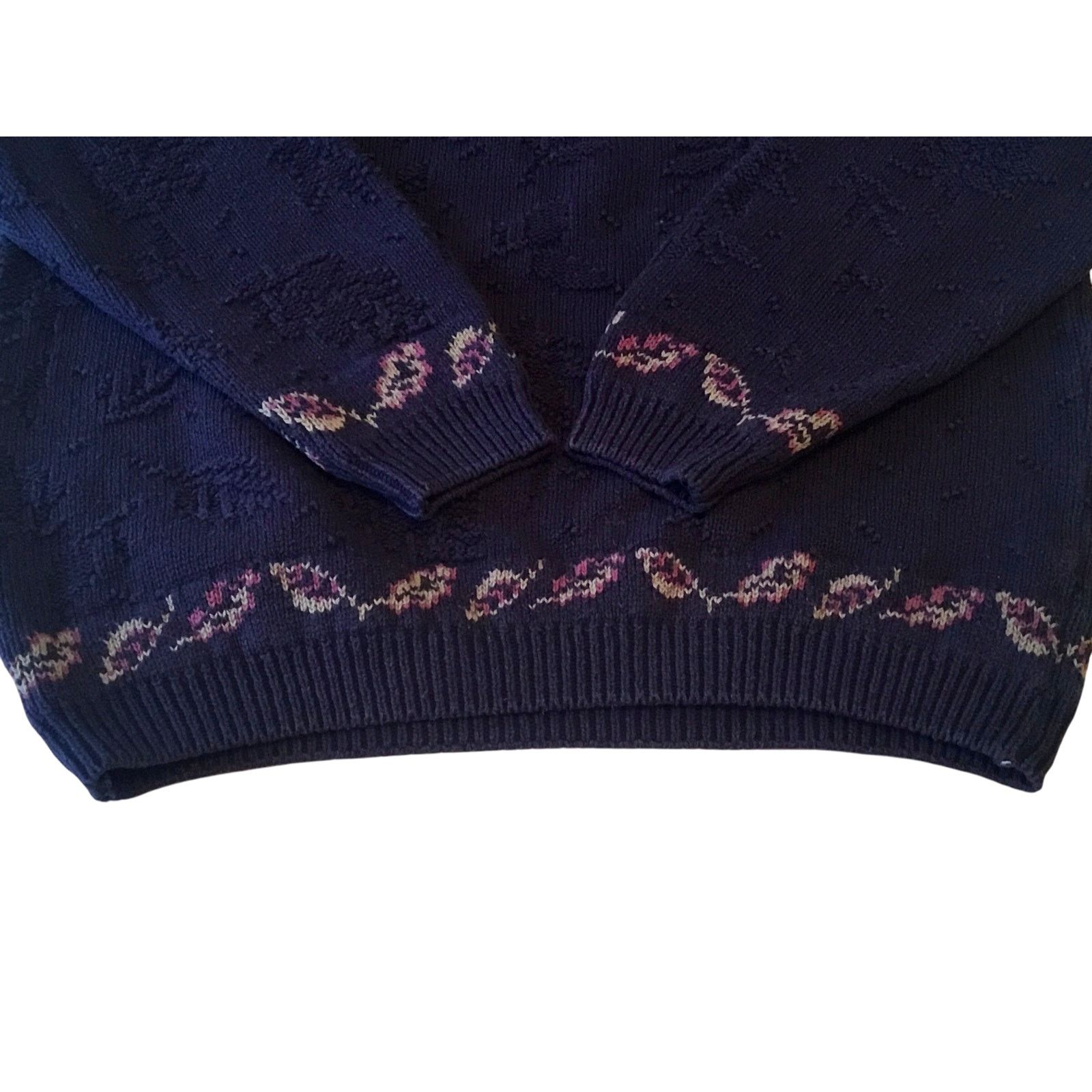 Northern Reflections Northern Reflections Patterned Knit Sweater Navy Bl Leaves L Size L / US 10 / IT 46 - 6 Thumbnail