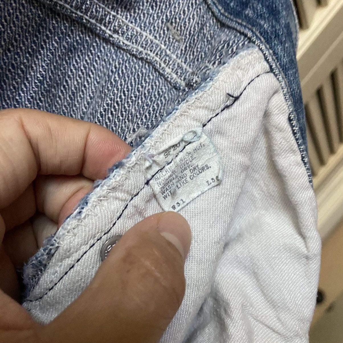 Levi's × Vintage RARE Vintage 80’s Levi’s 501 Herringbone Blue Denim Jeans Size US 29 - 7 Thumbnail